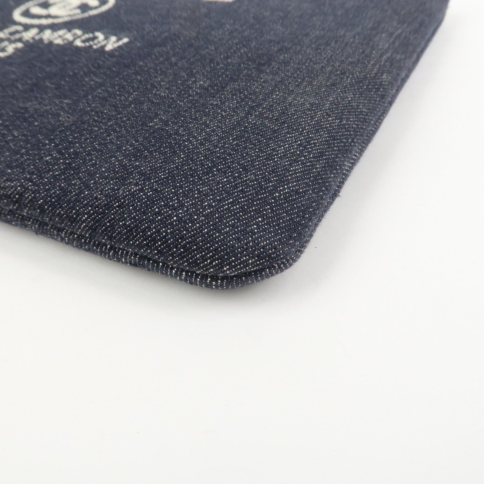 CHANEL Deauville Canvas Denim Clutch Bag Pouch Denim A80802