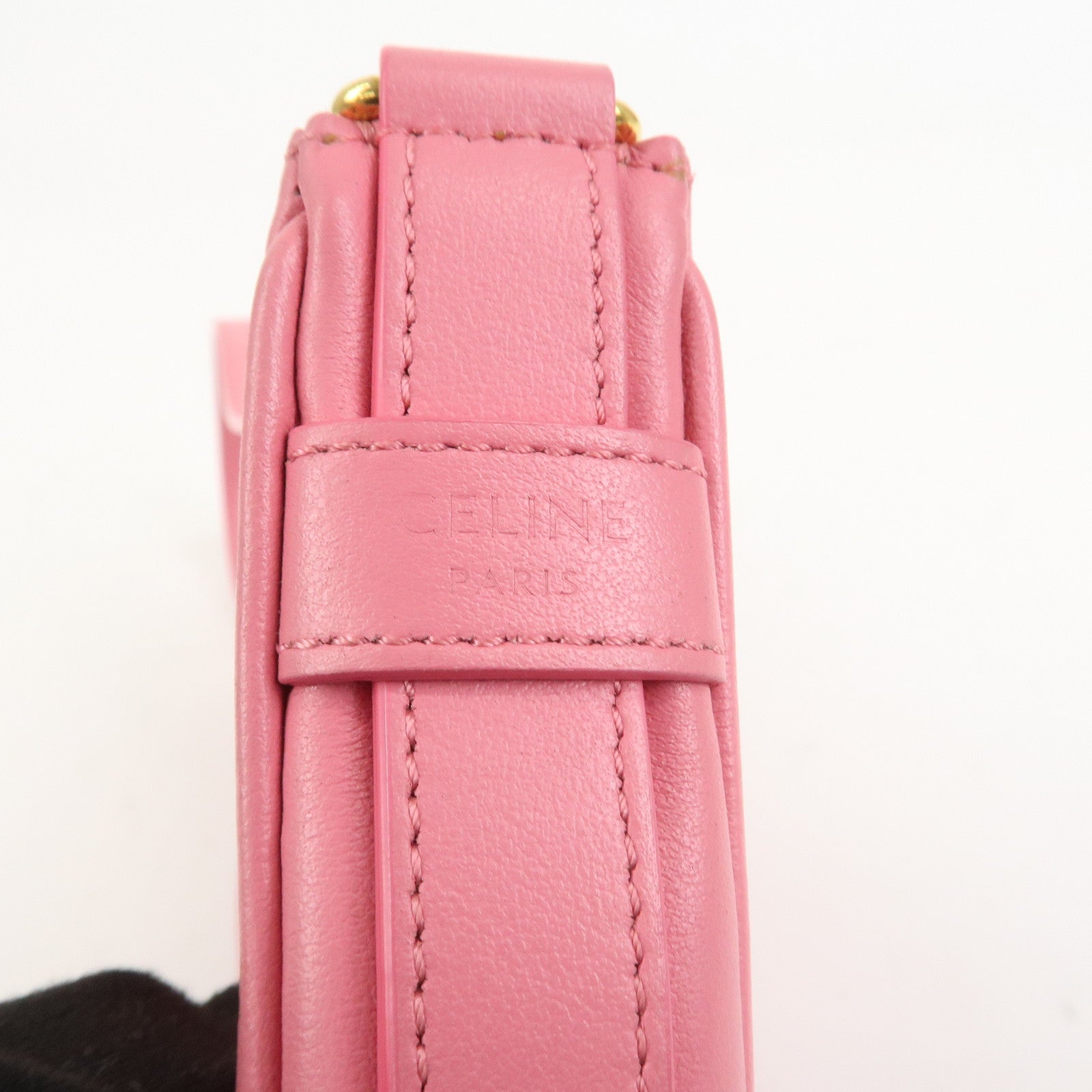 CELINE Ava Leather Hand Bag Hand Pouch Pink