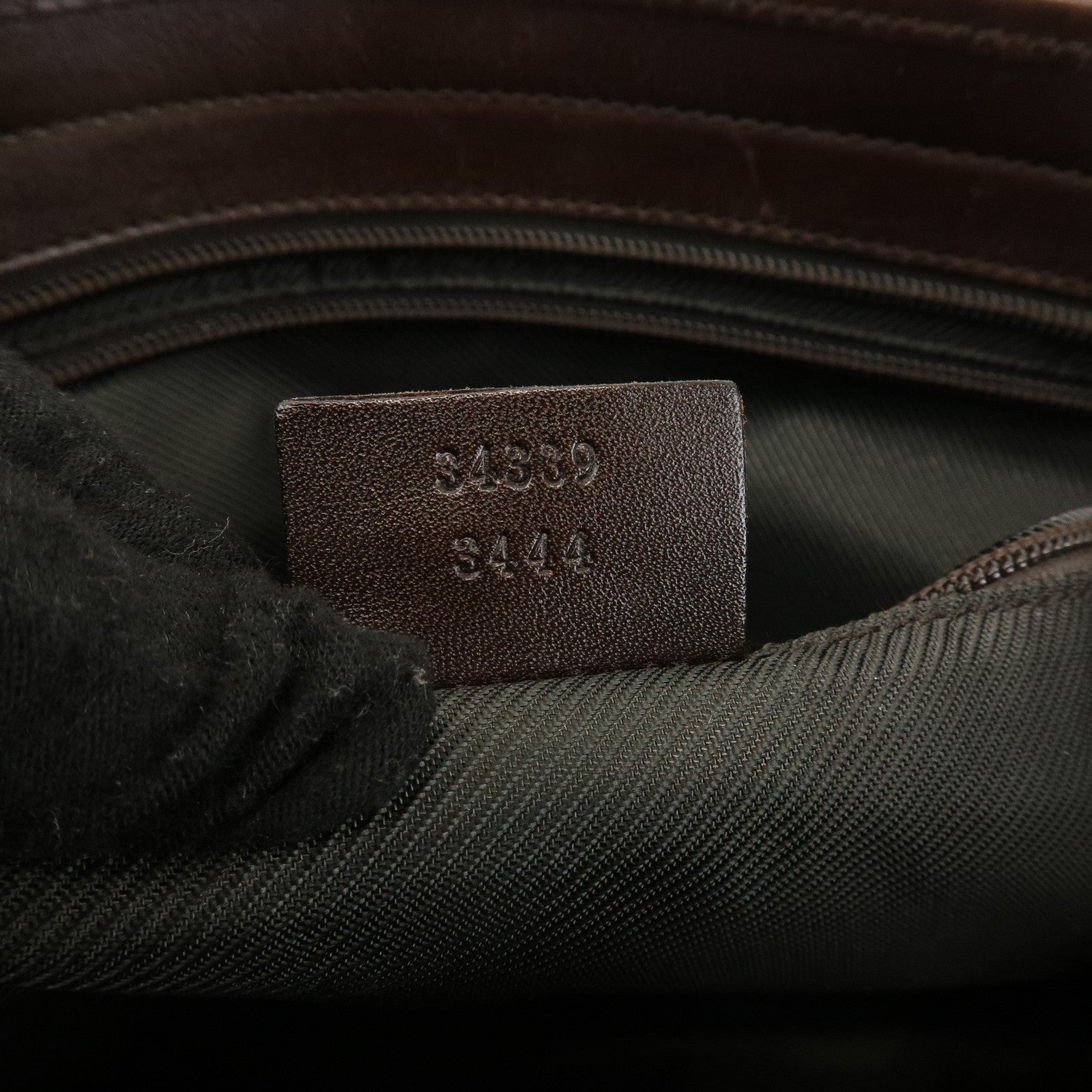 GUCCI GG Canvas Leather Tote Bag Shoulder Bag Dark Brown 34339