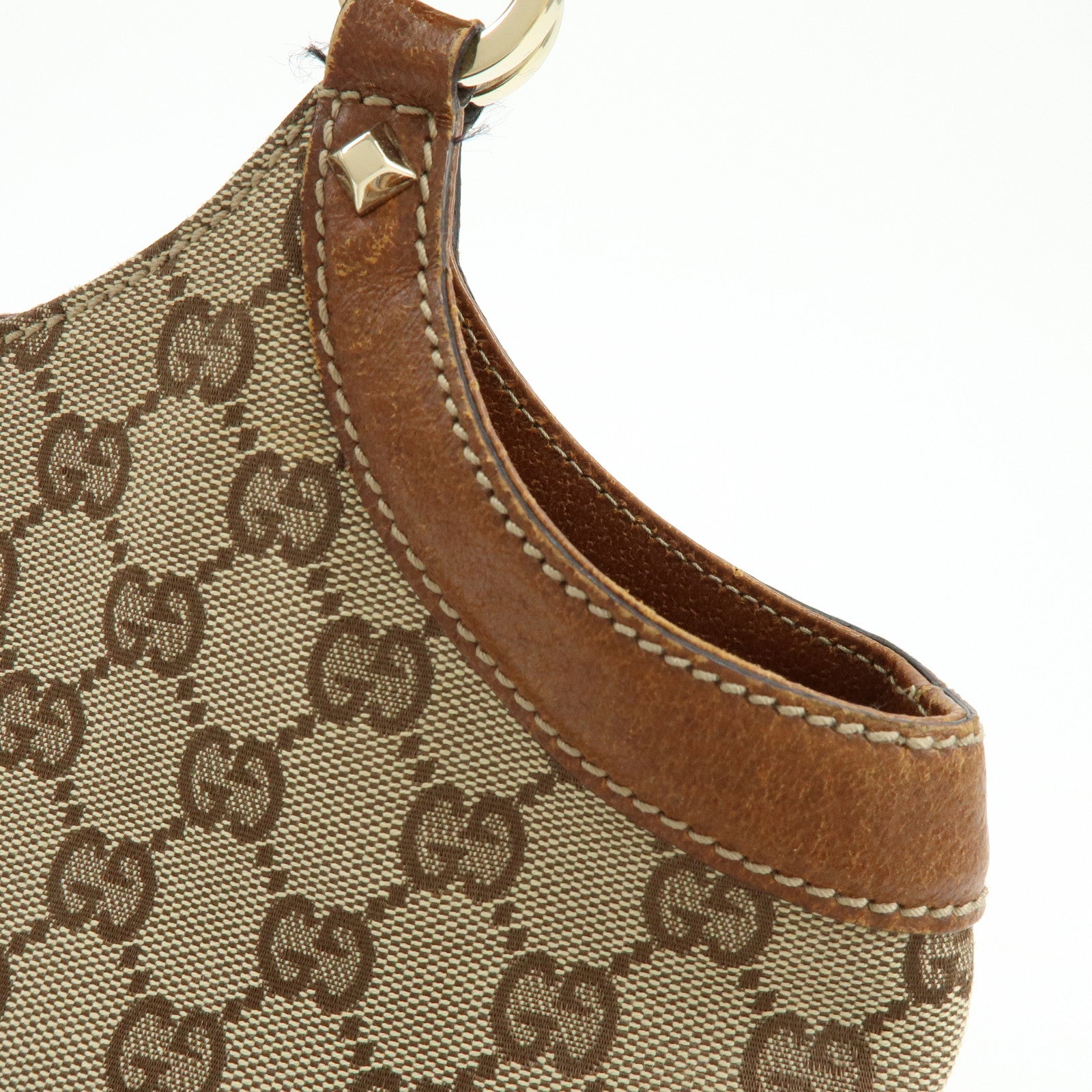 GUCCI Bamboo GG Canvas Leather Tote Bag Hand Bag Brown Beige 137395