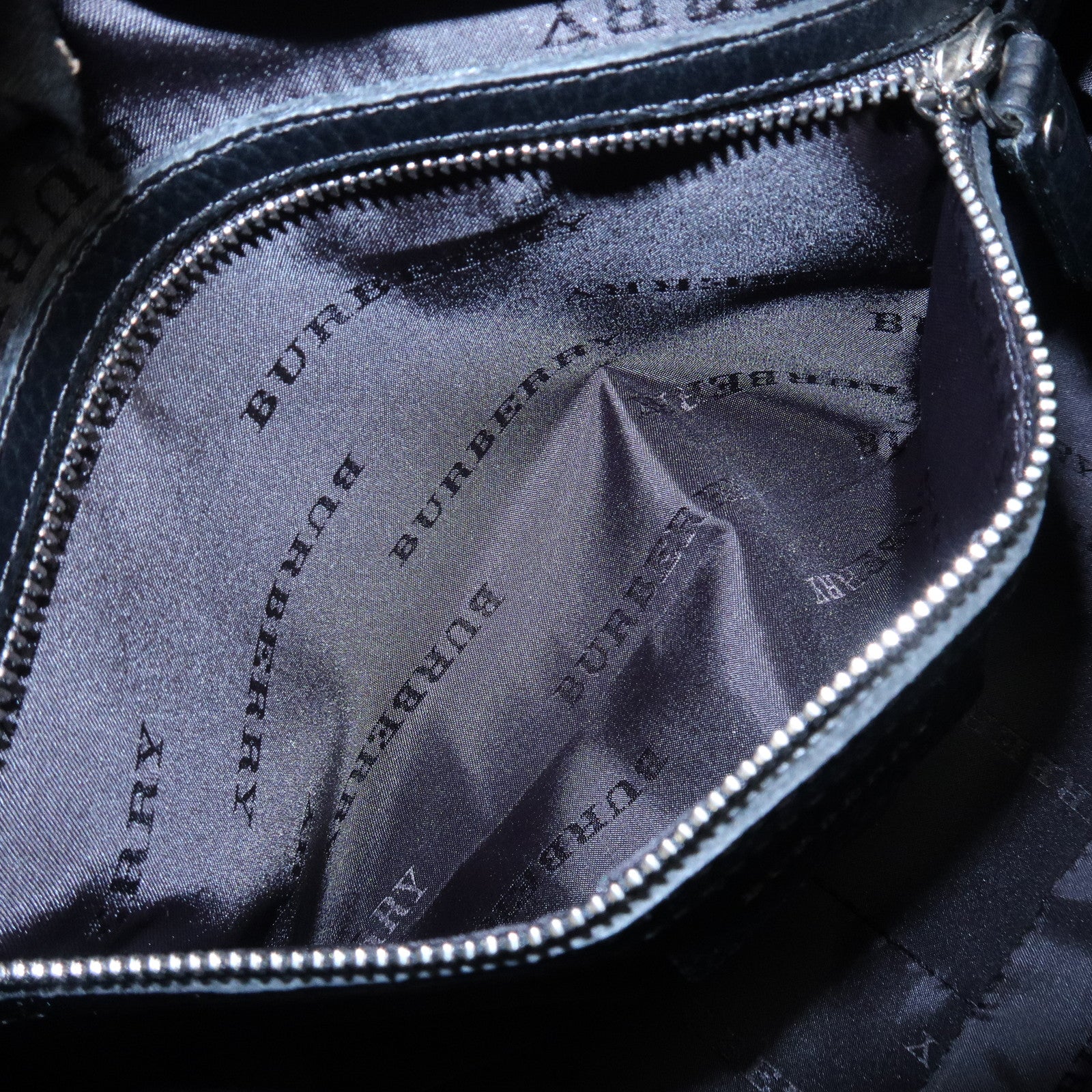 BURBERRY Canvas Leather Nova Plaid Boston Bag Black Beige Used