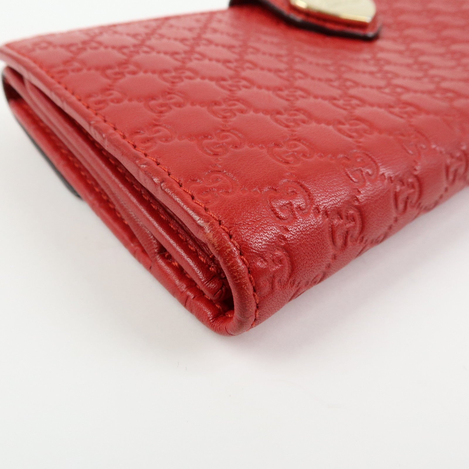 GUCCI Lovely Heart Microguccissima Leather Long Wallet Red 203550