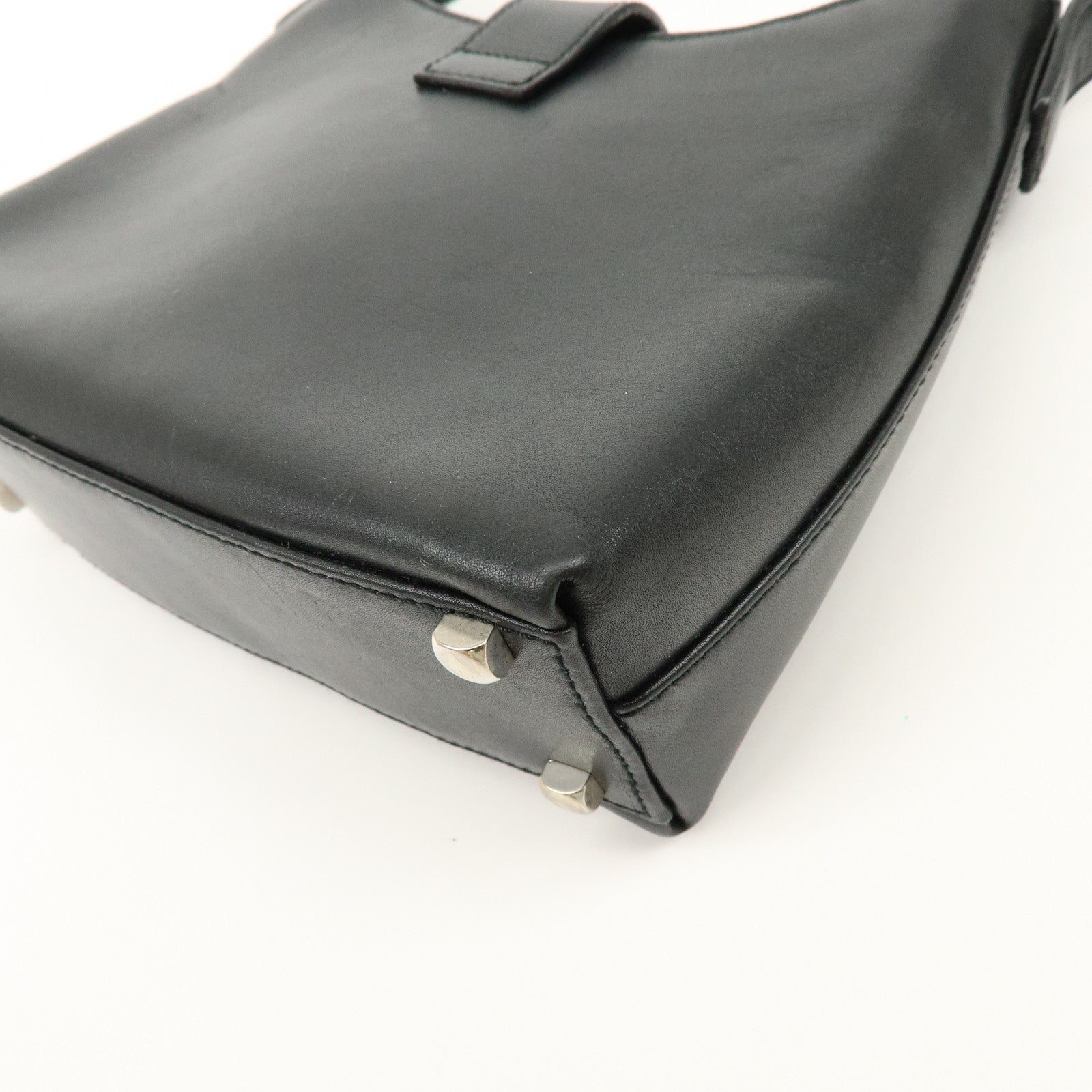 Ferragamo Gancini Leather Hobo Hand Bag Black