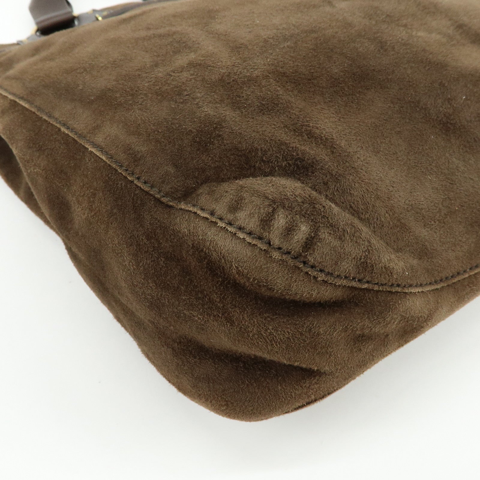 GUCCI Suede Leather Tote Bag Hand Bag Brown 95374