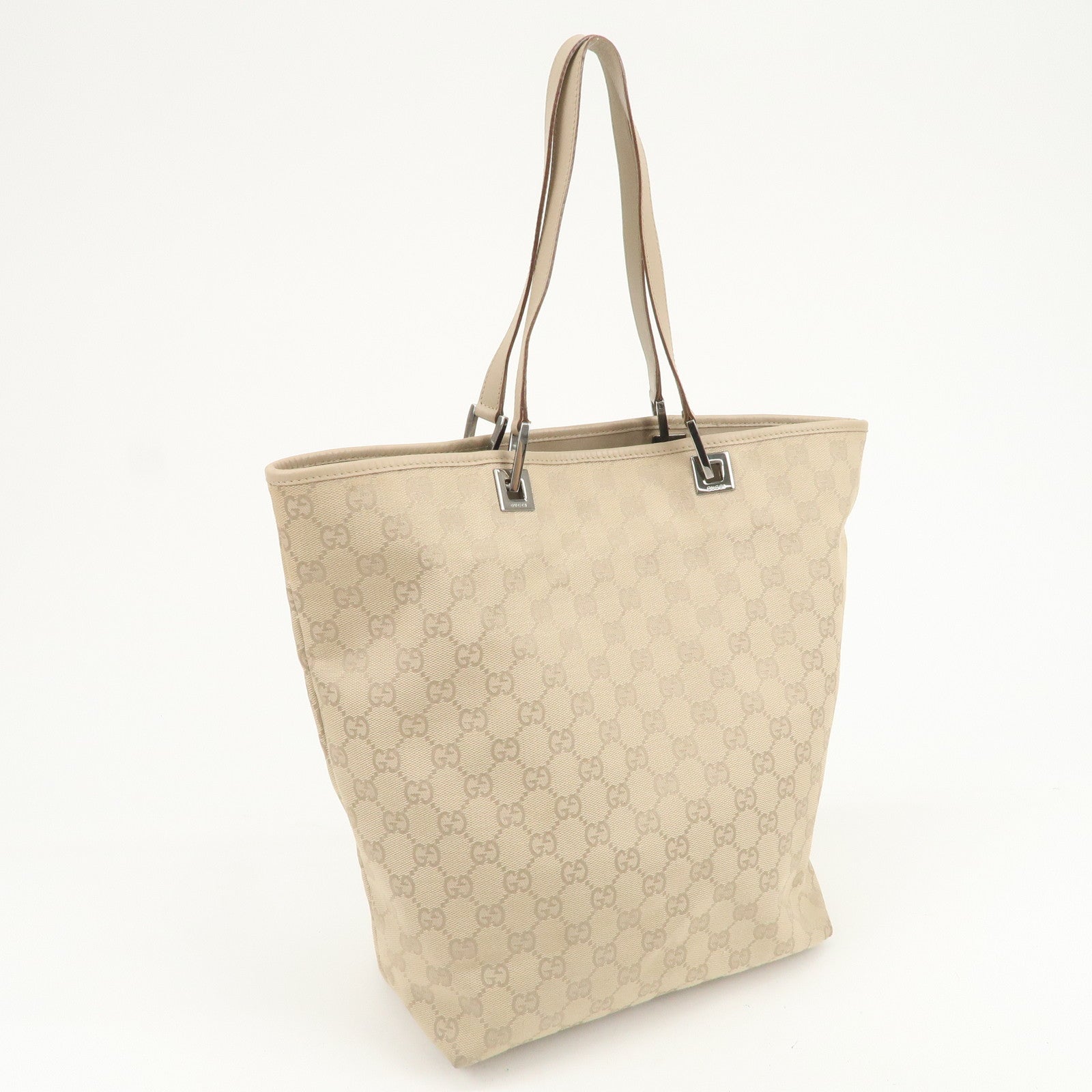 GUCCI GG Canvas Leather Tote Bag Shoulder Bag Beige 31243
