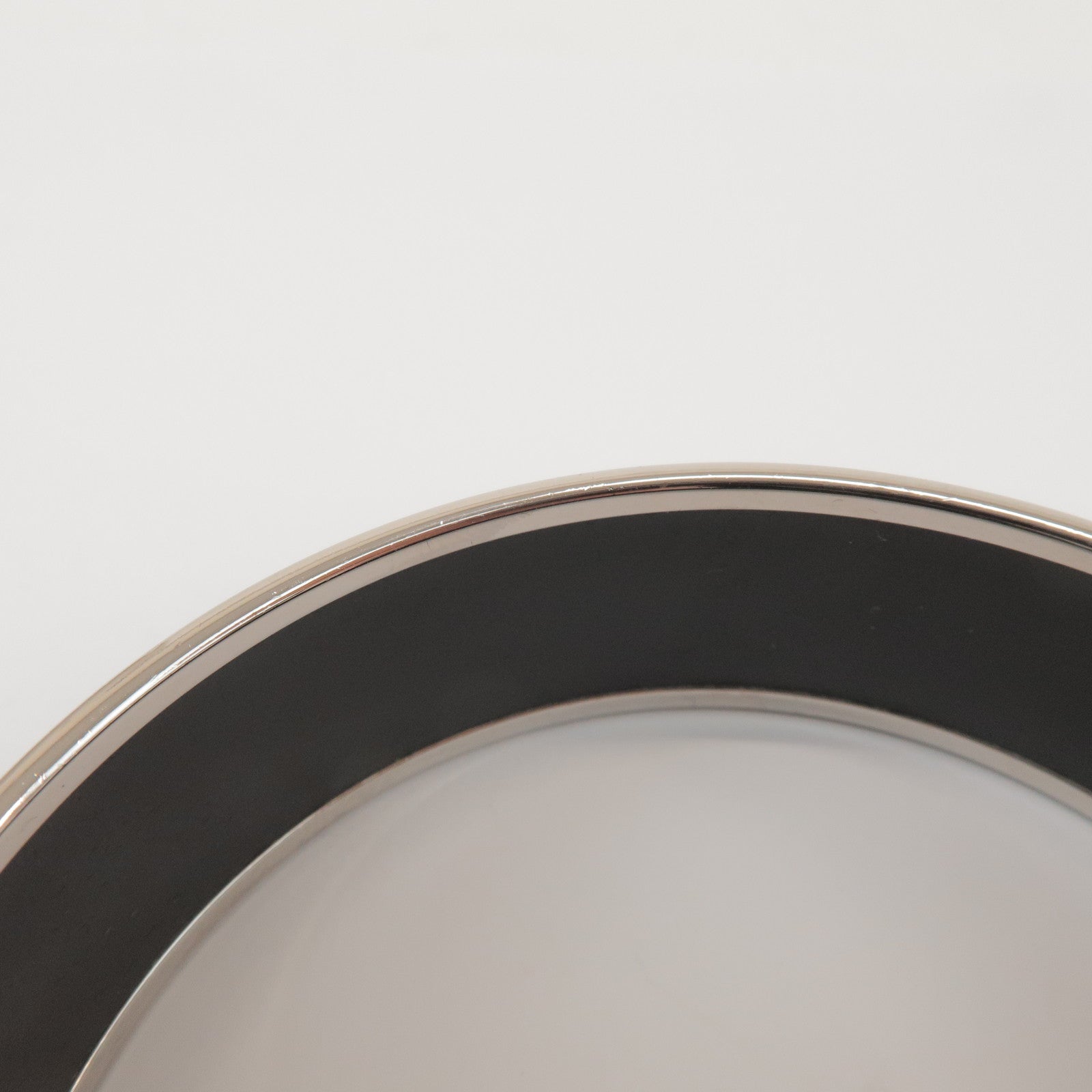 HERMES Email GM Bangle Plated Bracelet Khaki Ivory Navy