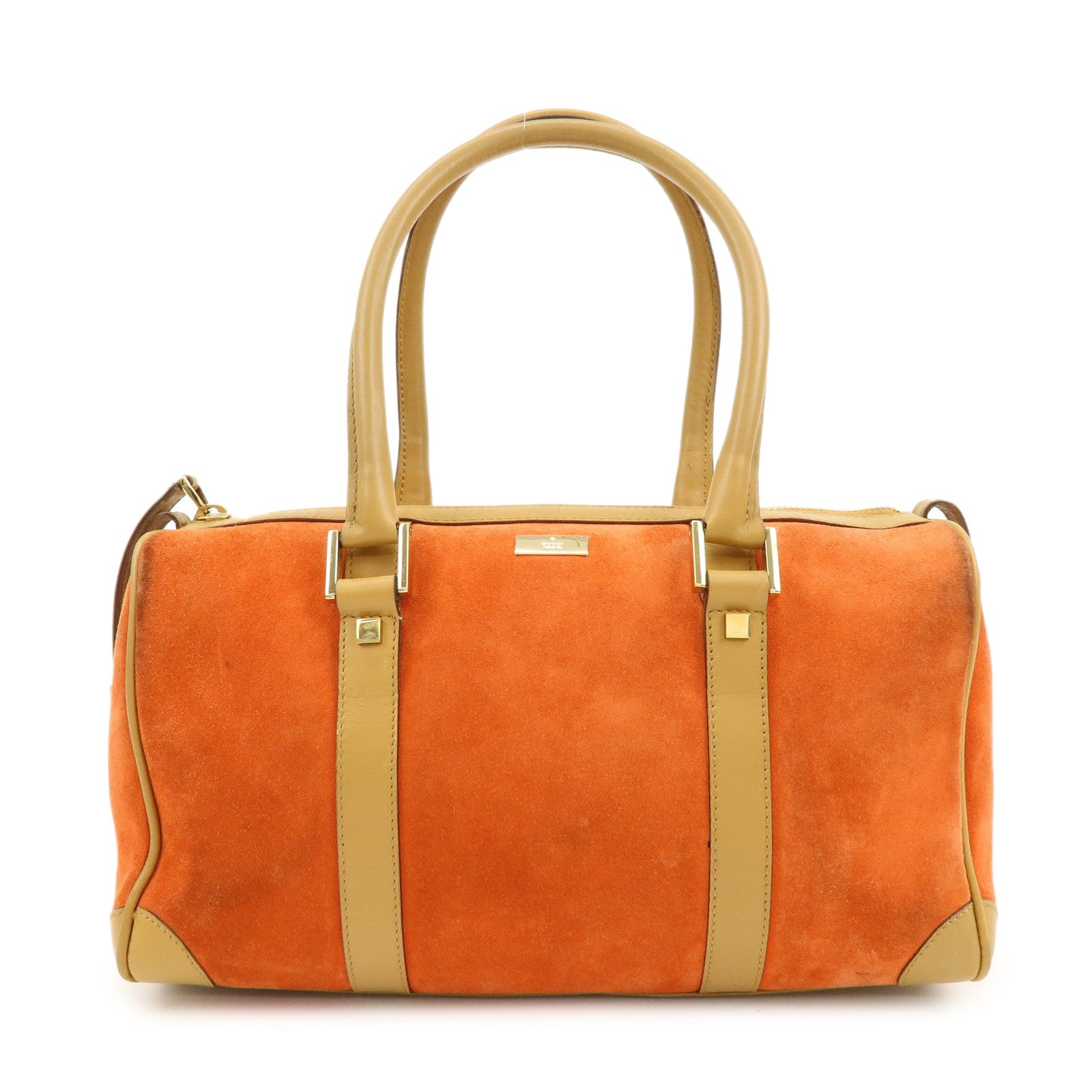 GUCCI Logo Suede Leather Hand Bag Orange Brown 000・0851