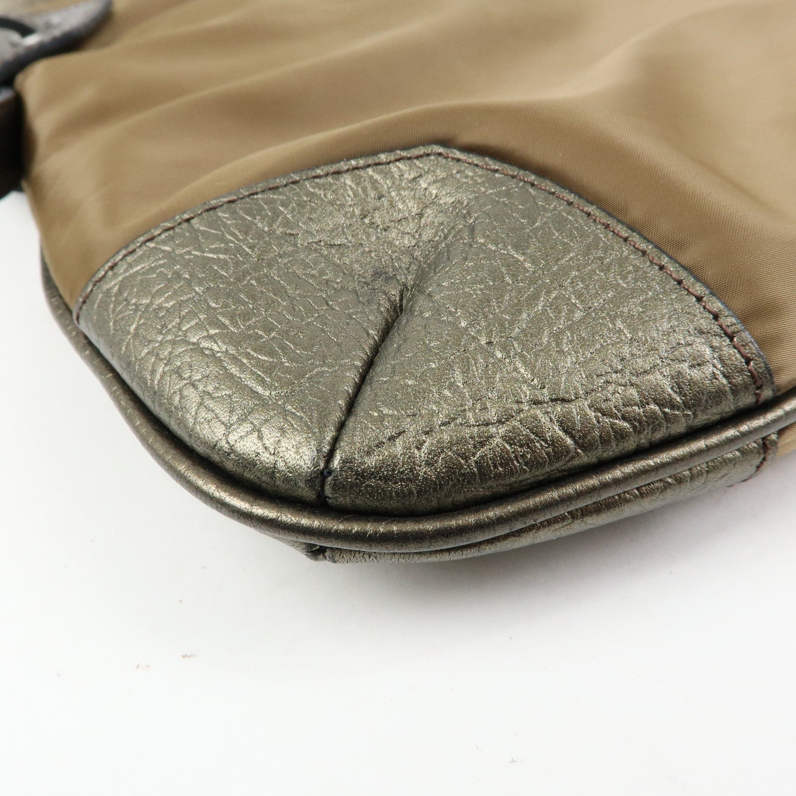 BURBERRY Nylon Leather Shoulder Bag Crossbody Bag Khaki