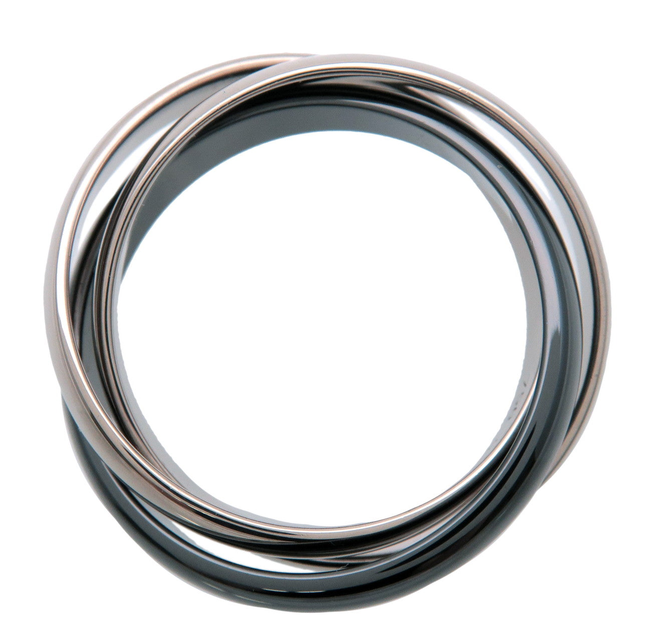 Cartier Trinity Ring Black Ceramic K18 White Gold #53 US6.5 EU53