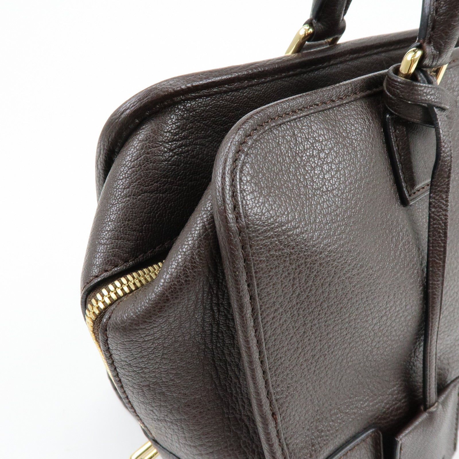 LOEWE Anagram Amazona 36 Hand Bag Boston Bag Dark Brown