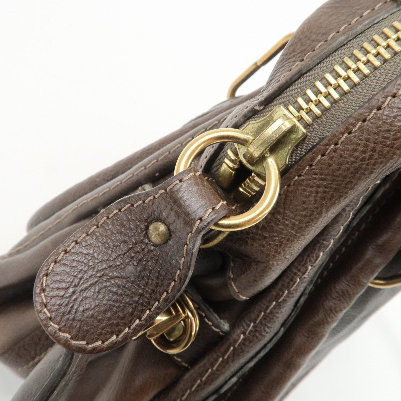 Chloe Paraty Leather 2Way Bag Hand Bag Shoulder Bag Dark Brown