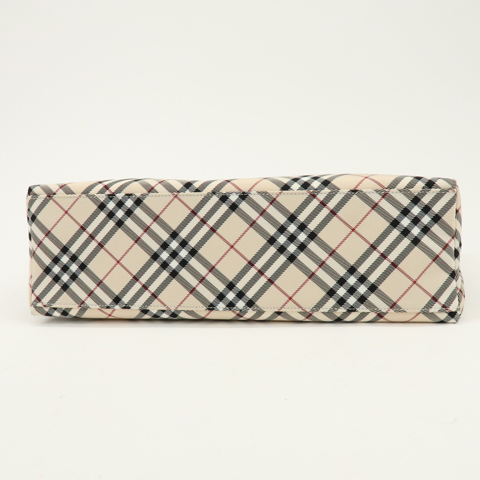 BURBERRY Blue Label Nova Plaid Nylon Leather Tote Bag Beige Red