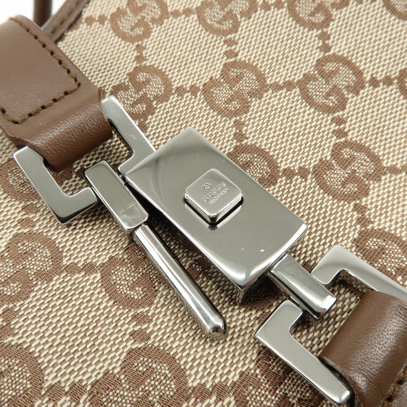 GUCCI Jackie GG Canvas Leather Shoulder Bag Hand Bag Brown 002.1067