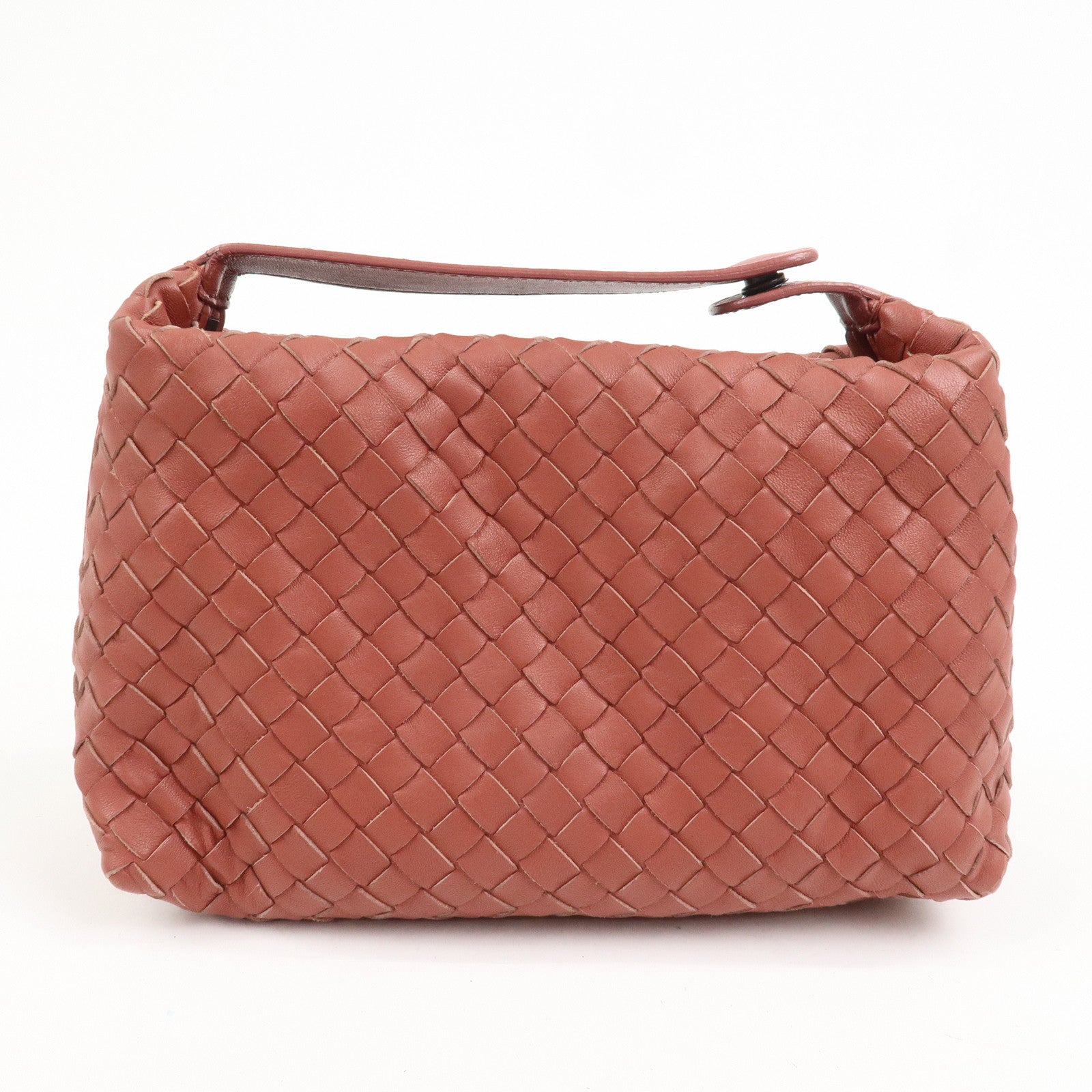 BOTTEGA VENETA Intrecciato Leather Shoulder Bag Hand Bag Red