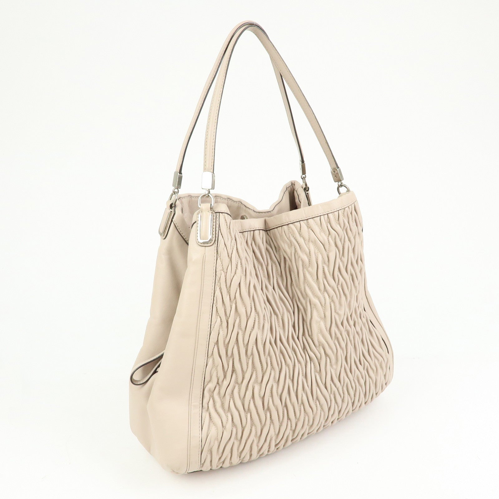 COACH Madison Leather Shoulder Bag Hand Bag Pink Beige