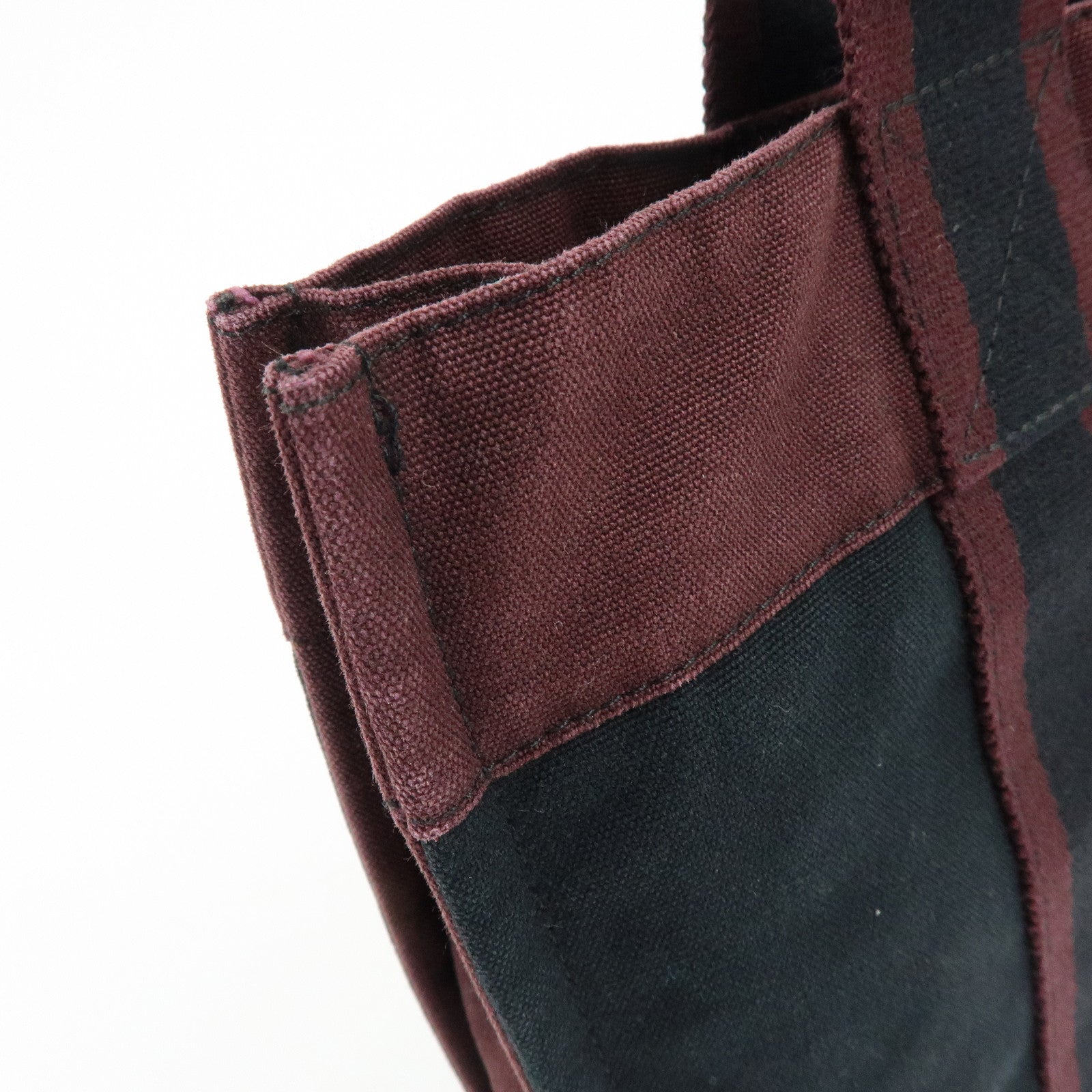 HERMES Fourre Tout PM Canvas Hand Bag Tote Bag Black Bordeaux