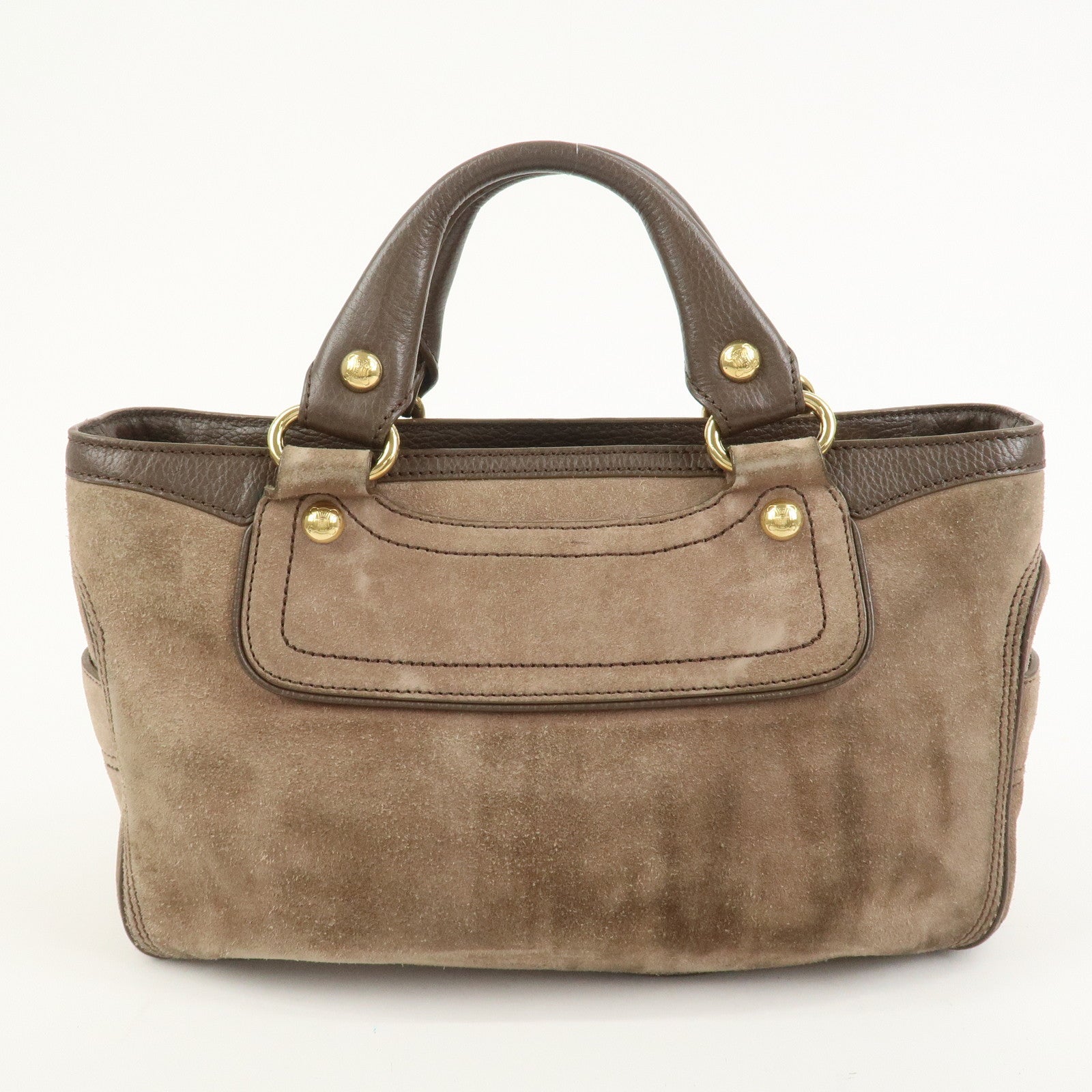 CELINE Boogie Bag Suede Leather Hand Bag Beige Brown