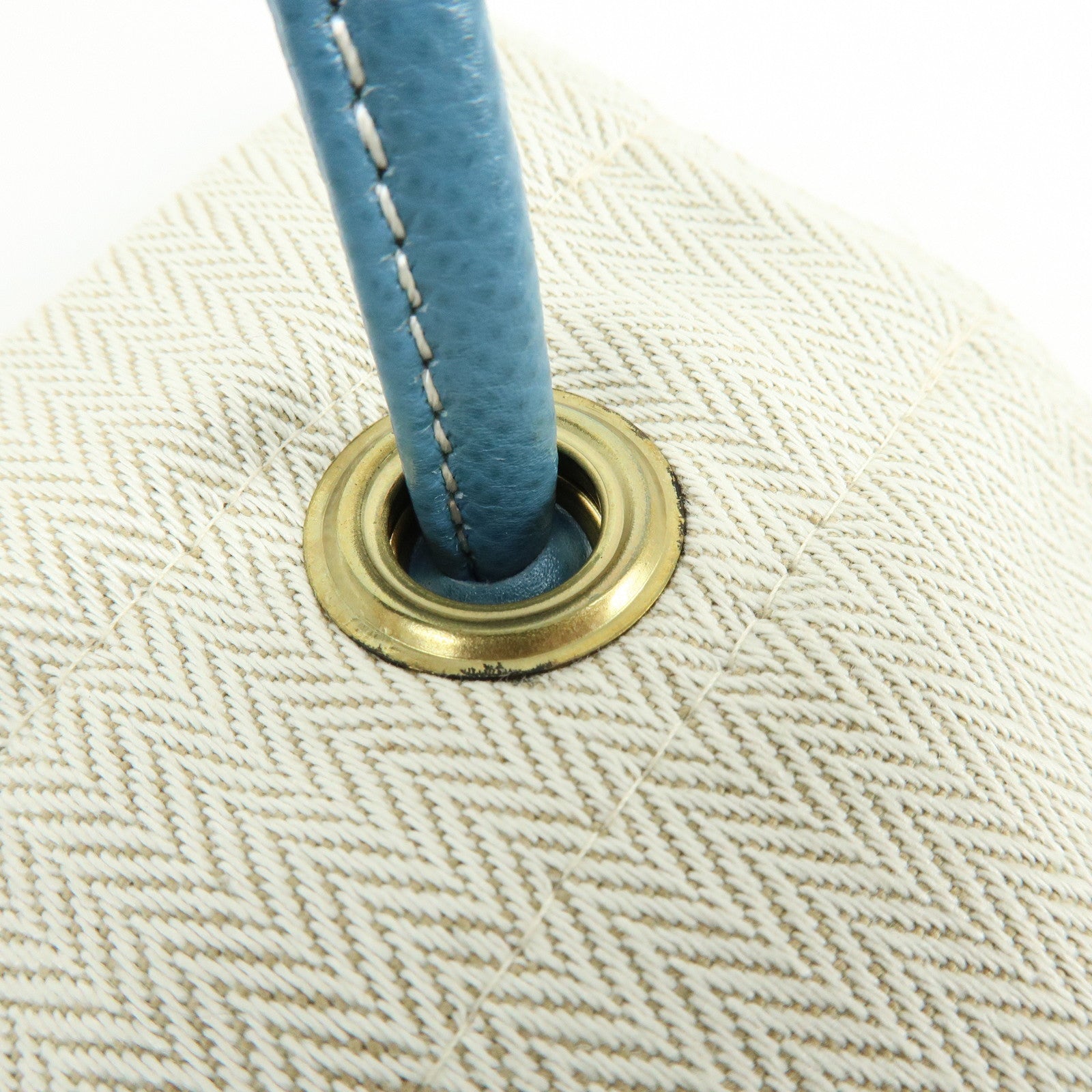 HERMES Aline PM Canvas Leather Shoulder Bag Hand Bag Natural Blue