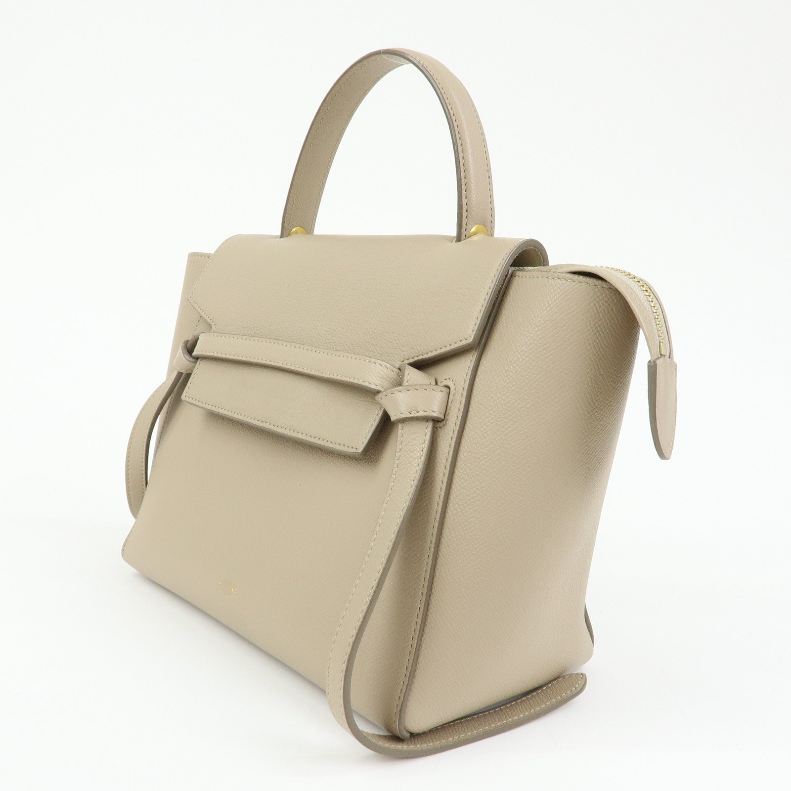 CELINE Belt Bag Leather 2Way Bag Hand Bag Shoulder Bag Beige
