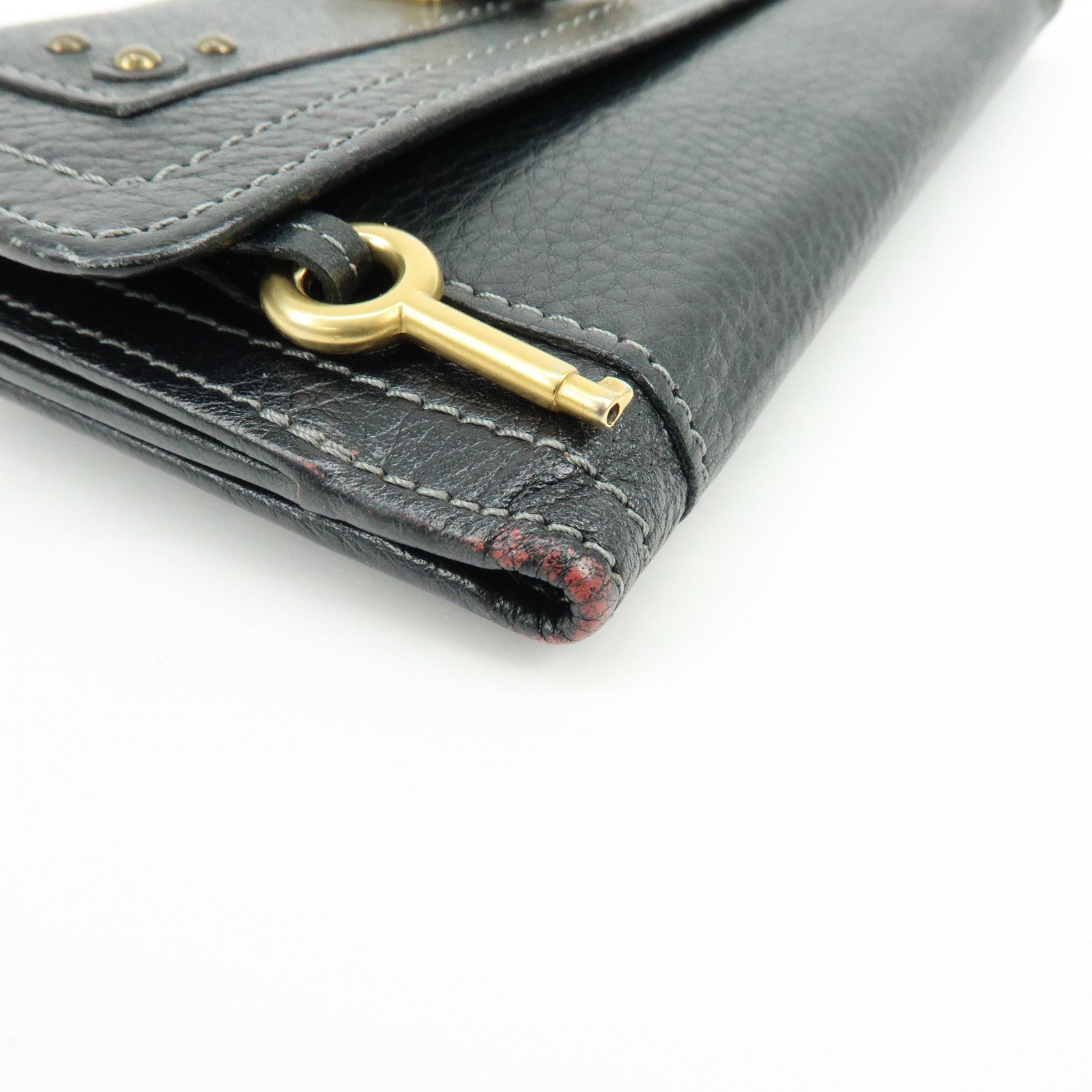 Chloe Paddington Leather Bi-fold Flap Long Wallet Black