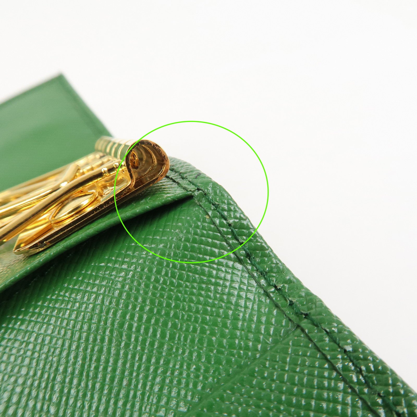 PRADA Logo Saffiano Leather 6 Rings Key Case Green 1M0222