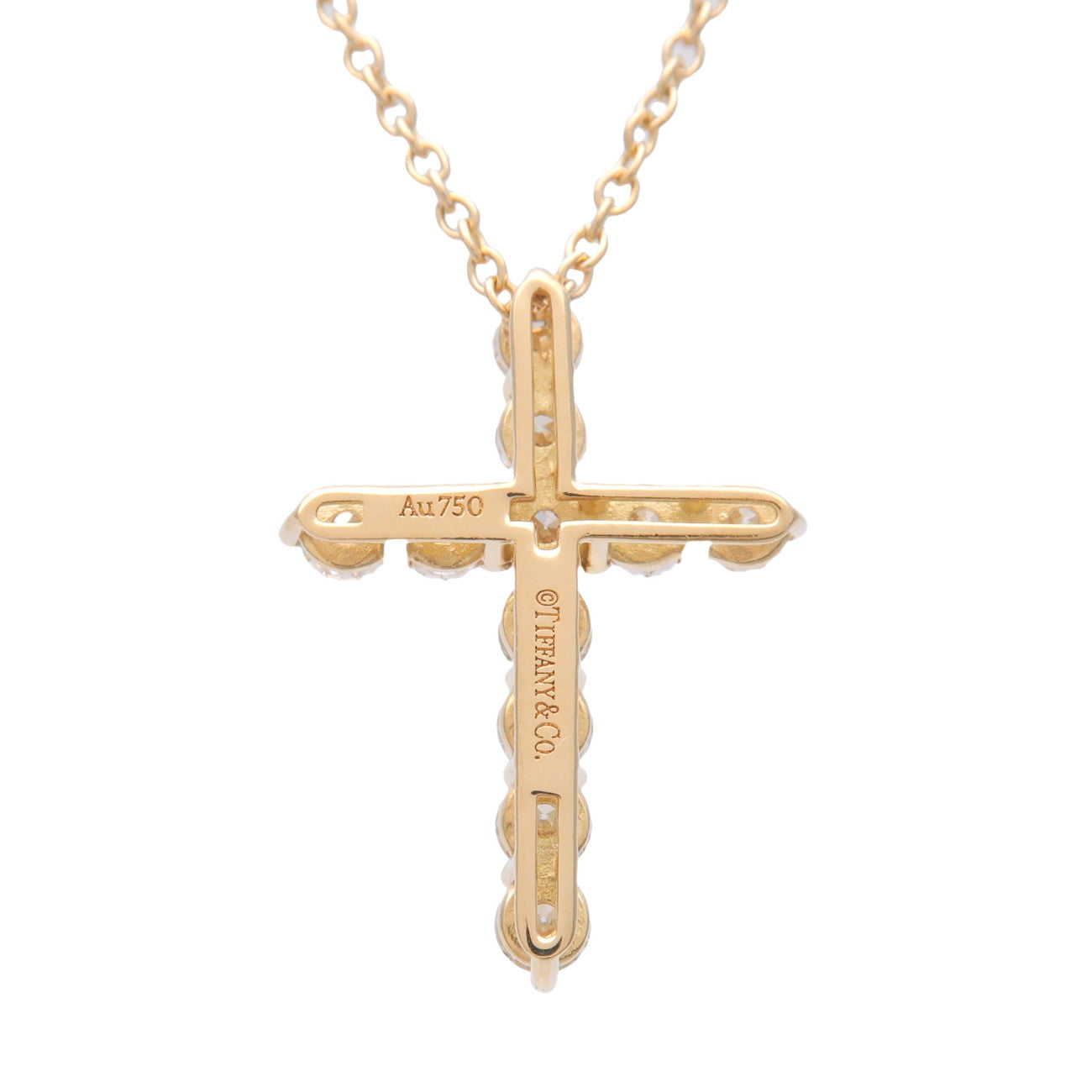 Tiffany & Co Small Cross 11P Diamond Necklace K18YG 750YG