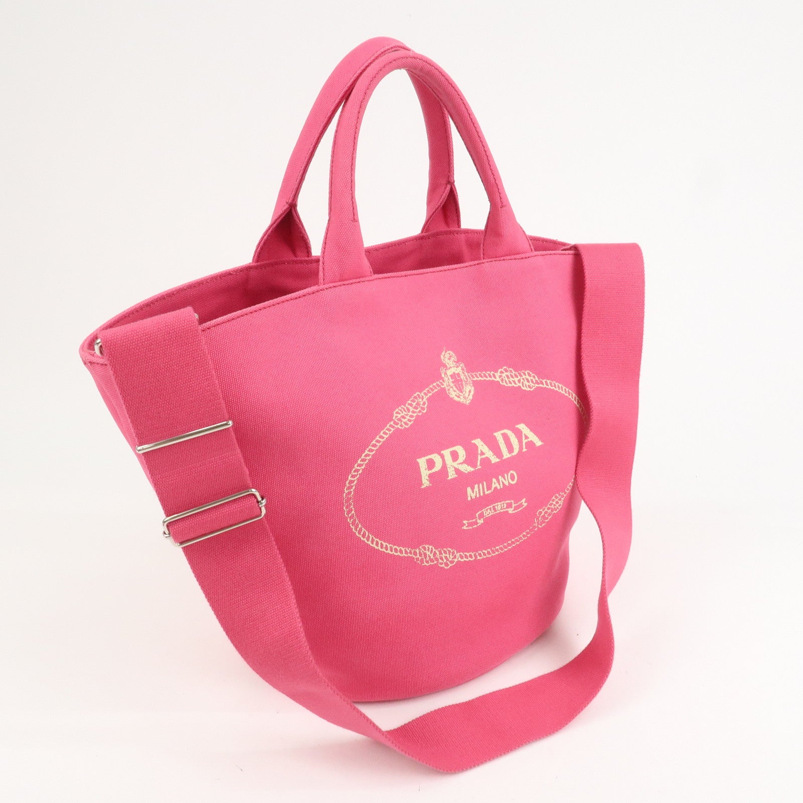 PRADA Canapa Canvas 2Way Bag Tote Bag Shoulder Bag Pink 1BG163