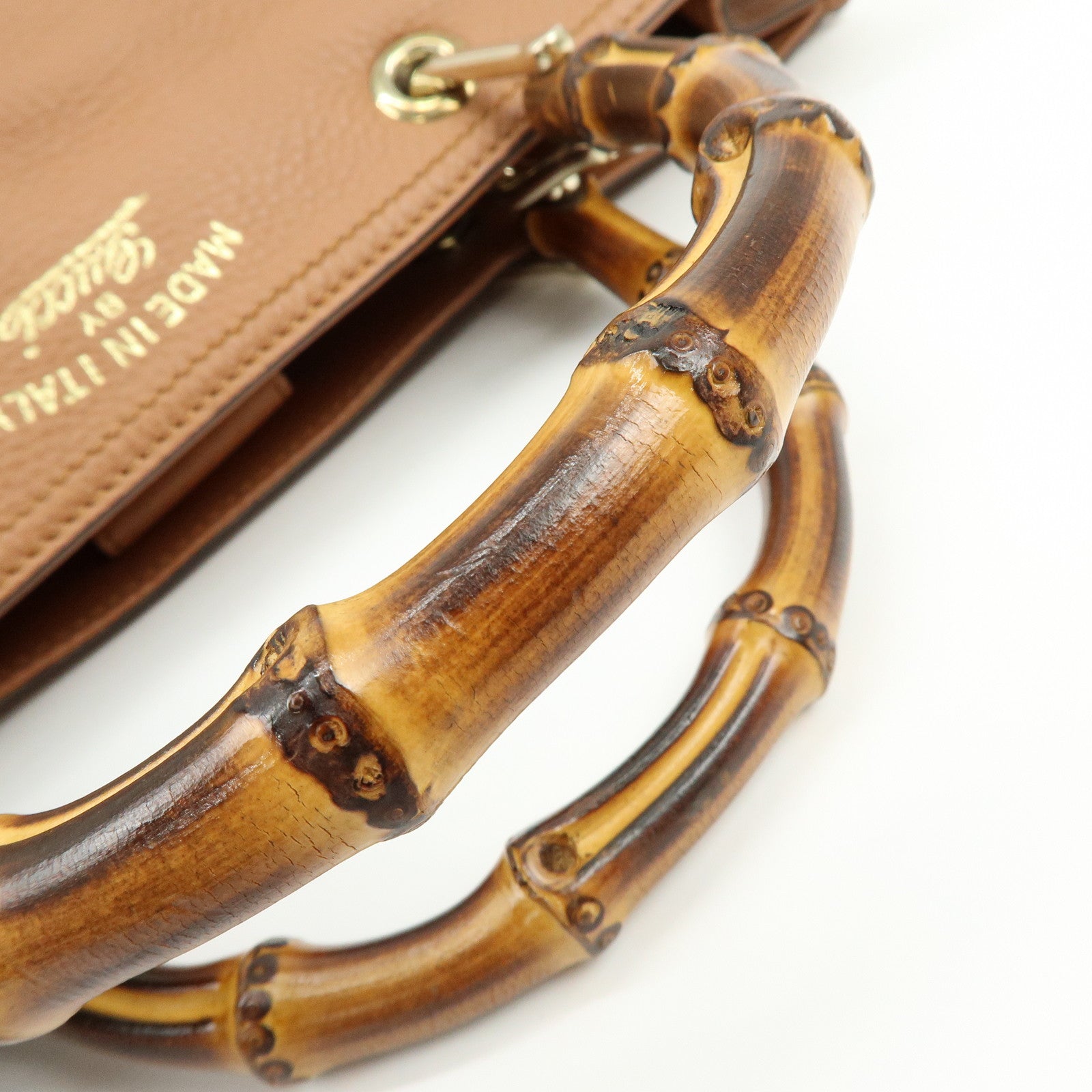 GUCCI Bamboo Shopper Medium 2Way Bag Shoulder Bag Brown 323660
