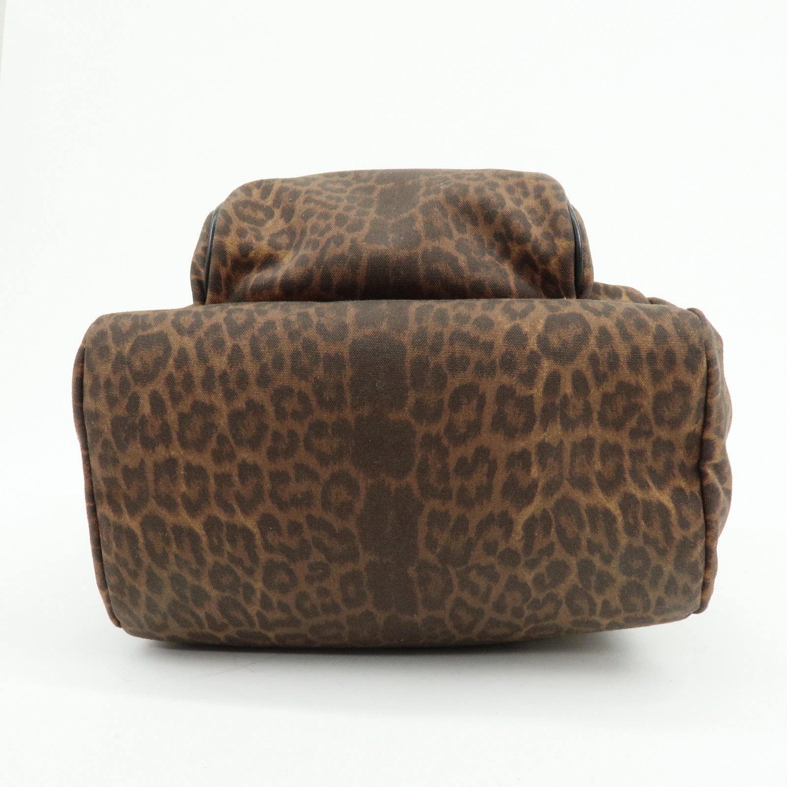 SAINT LAURENT PARIS Canvas Leather Backpack Leopard Brown 342609
