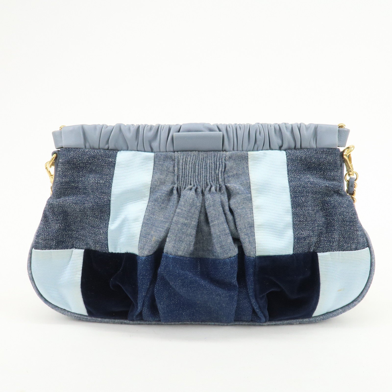 MIU MIU Patchwork Denim Leather 2Way Bag Hand Bag Shoulder Bag