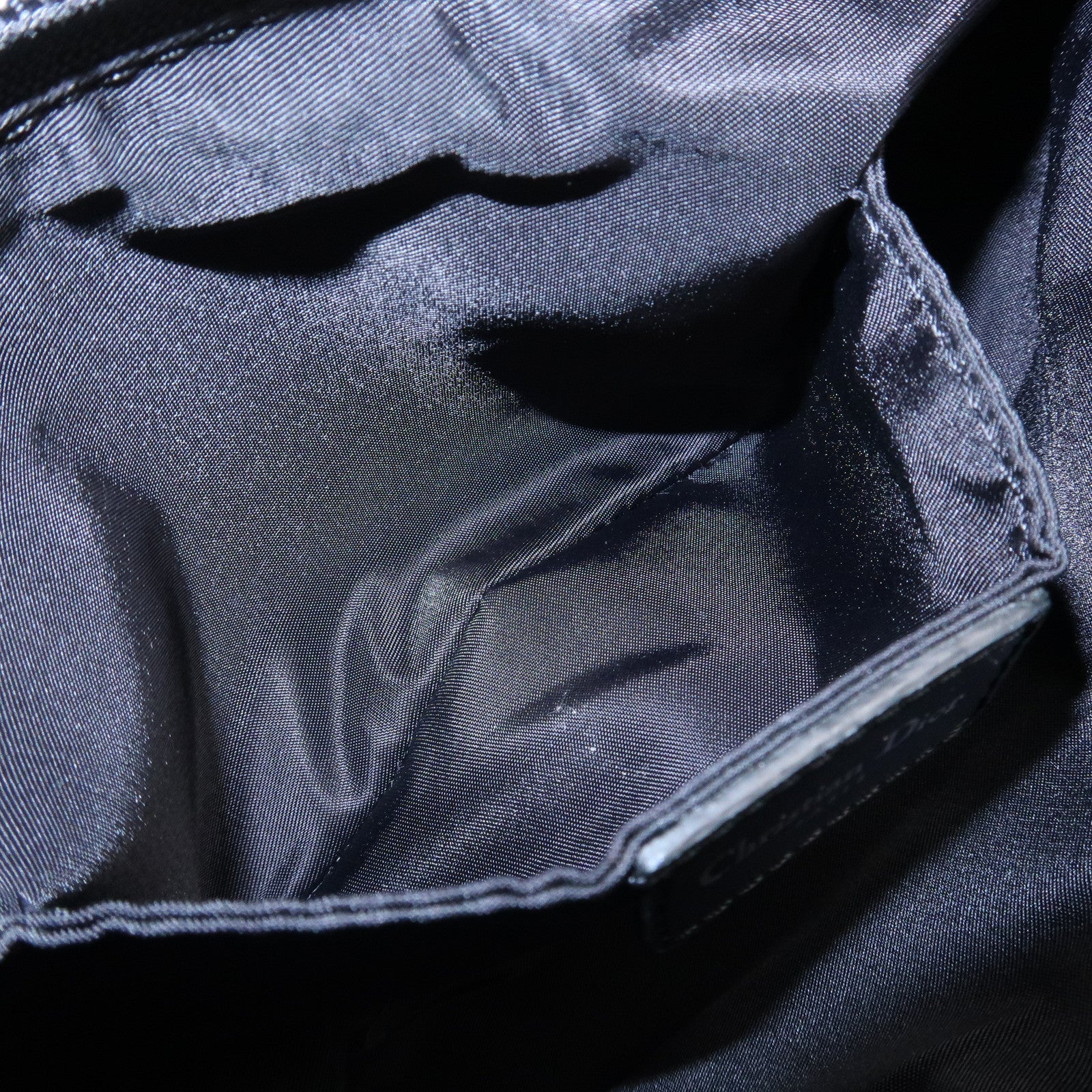 Christian Dior Trotter Canvas Accessory Pouch Hand Bag Navy