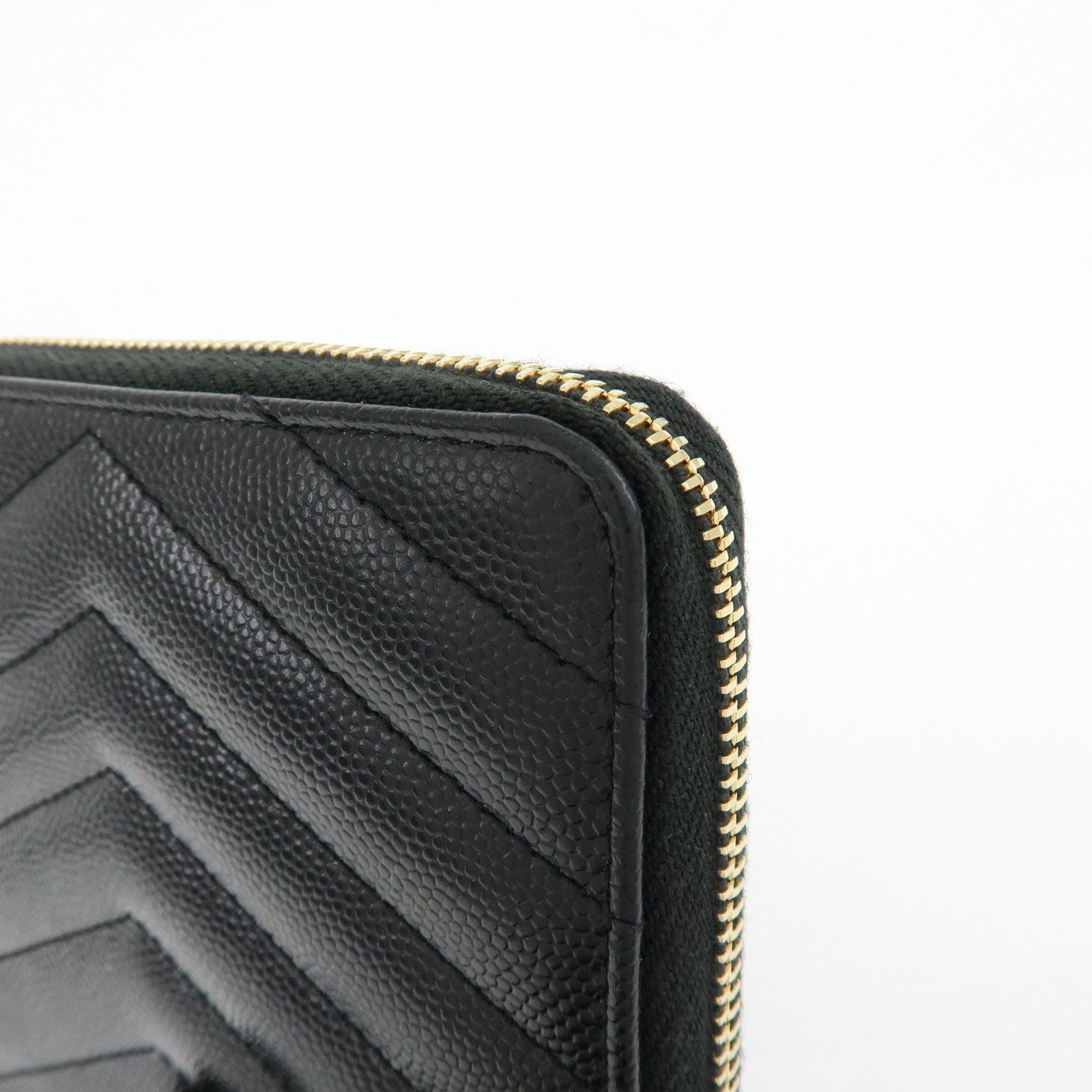 SAINT LAURENT PARIS Cassandra Leather Compact Wallet Black