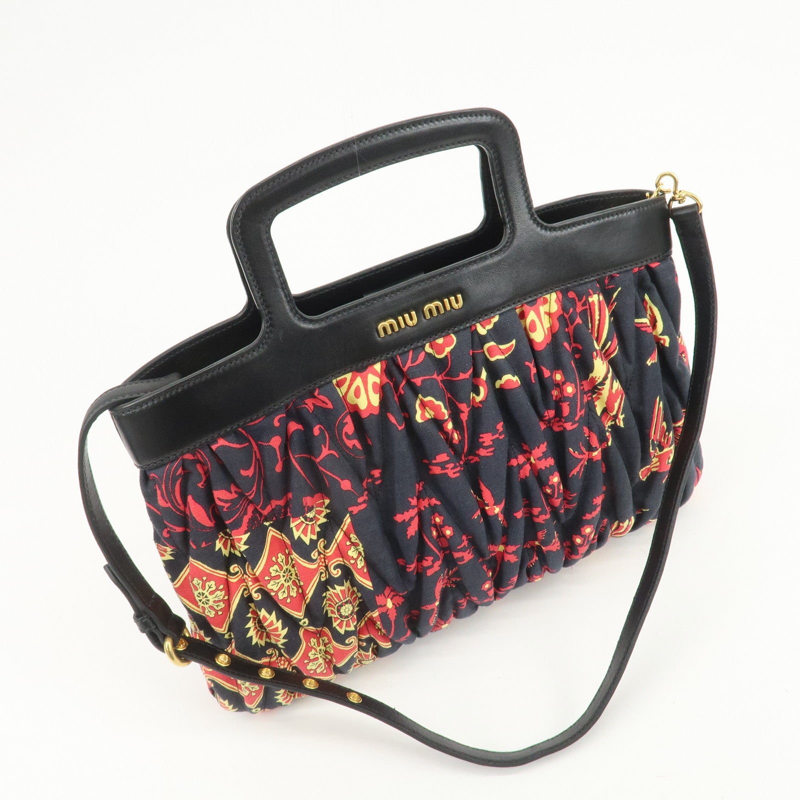 MIU MIU Matelasse 2Way Hand Bag Japan Limited Black Red