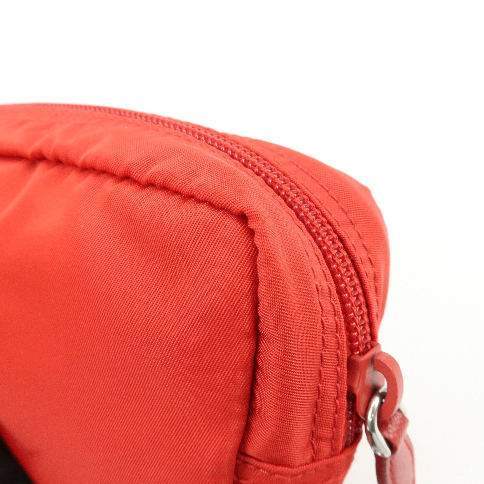 PRADA Triangle Logo Nylon Pouch Cosmetic Pouch Red