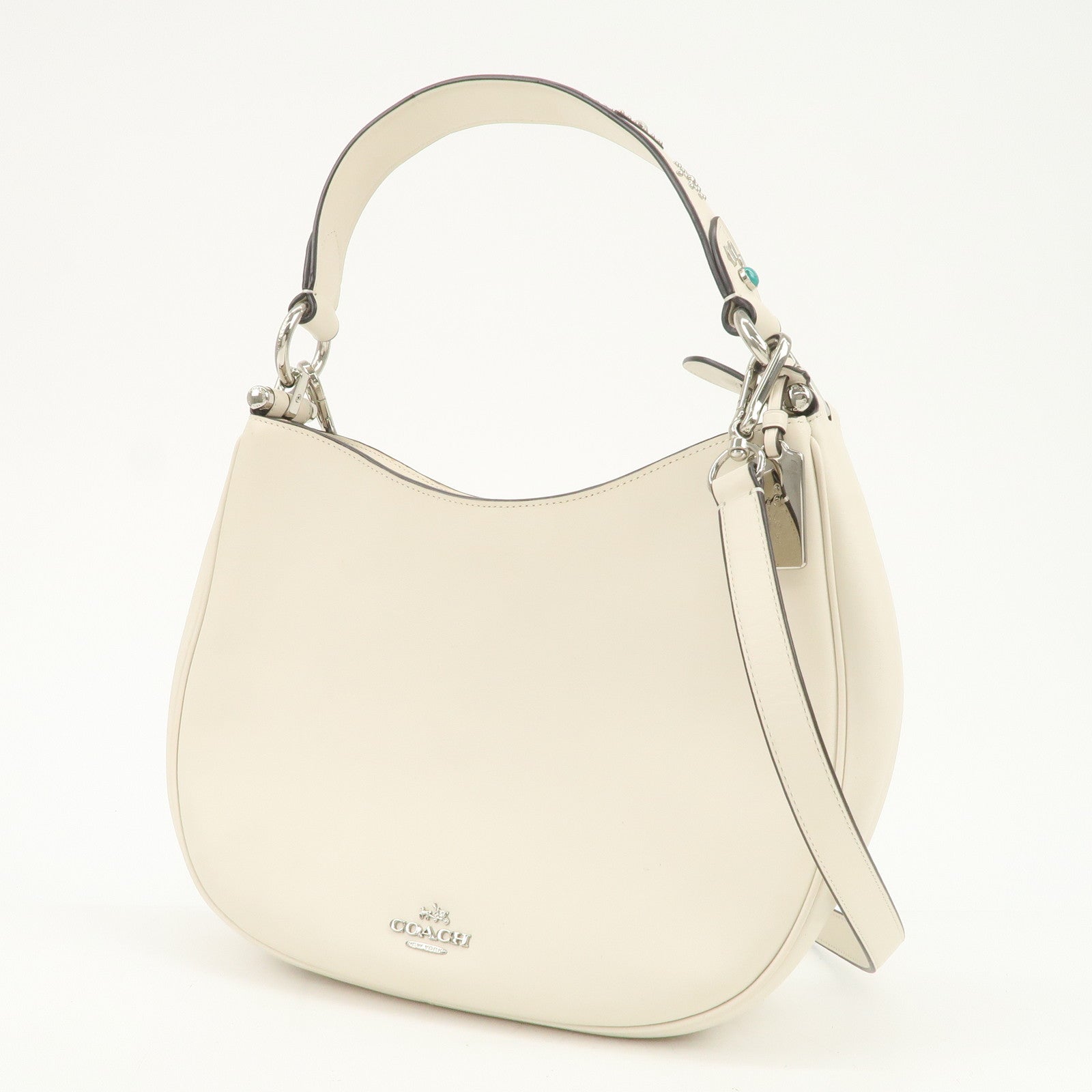 COACH Logo Calf Leather 2Way Bag Shoulder Bag Hand Bag Ivory 57119