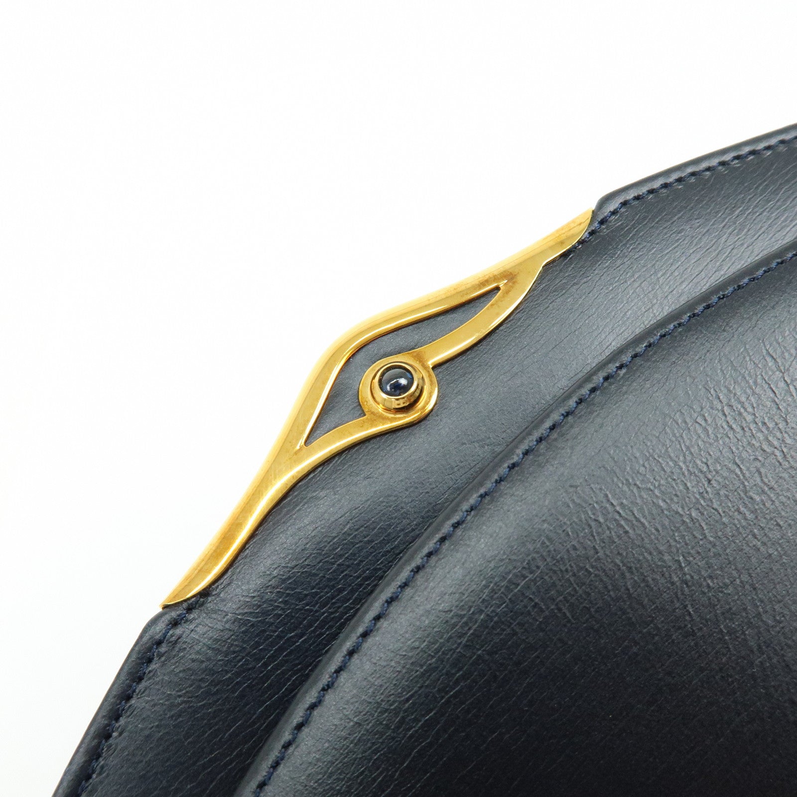 Cartier Sapphire Line Calf Leather Chain Shoulder Bag Navy