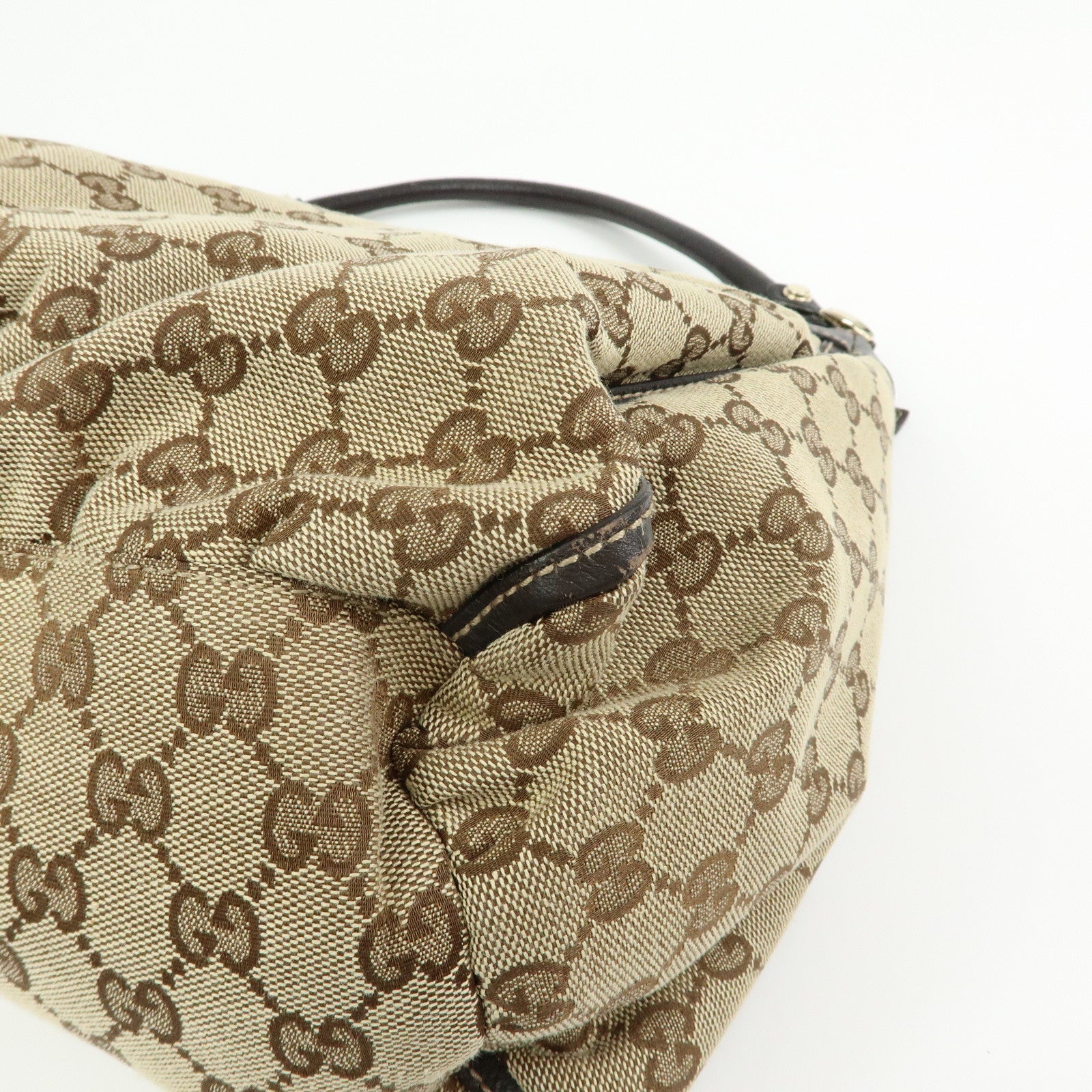 GUCCI Abbey GG Canvas Leather Shoulder Bag Hand Bag Brown 189833