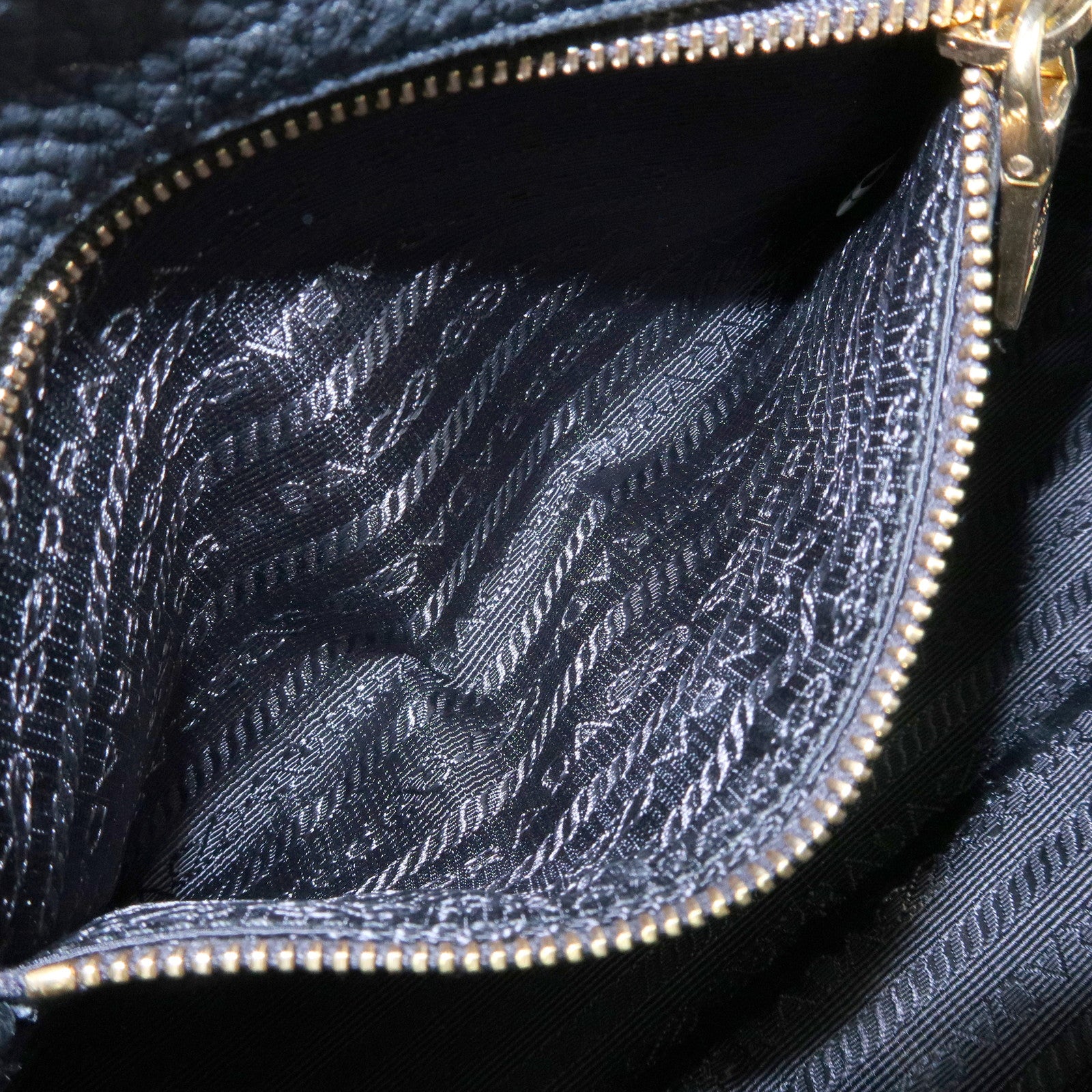 PRADA Logo Leather Cosmetic Pouch Clutch Black 1ND005