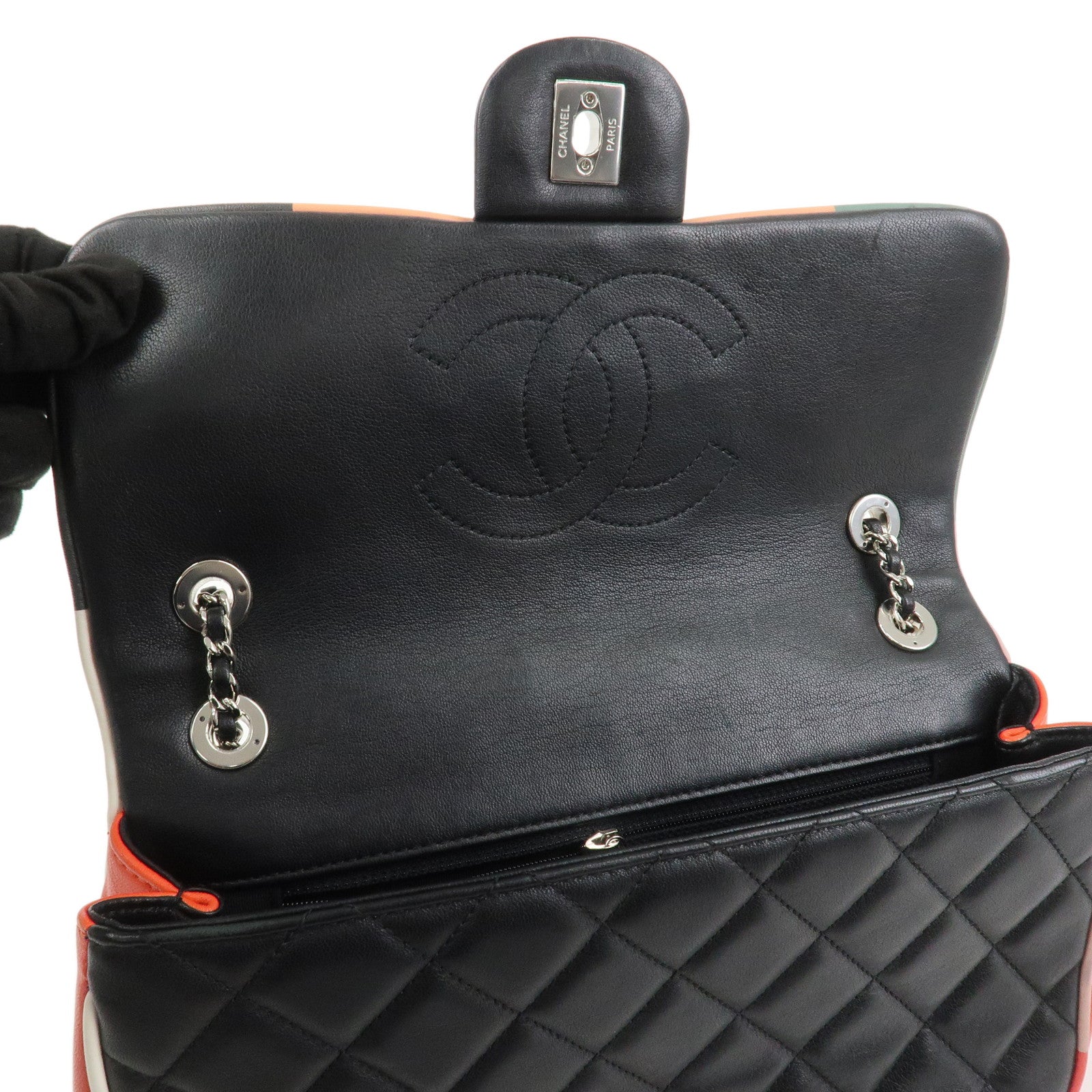 CHANEL Matelasse COCO Mark Lamb Skin Shoulder Bag Multicolor A93691