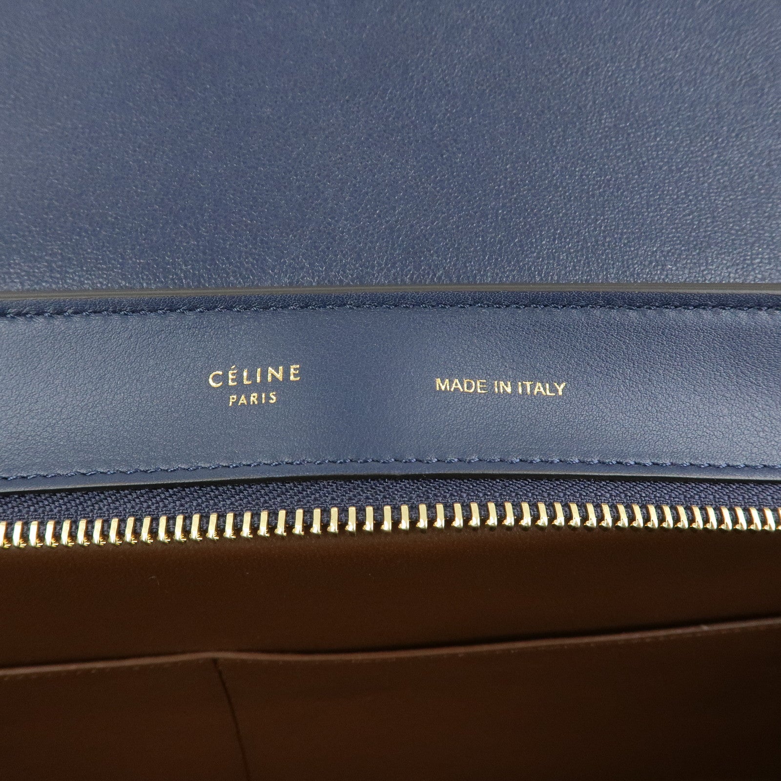 CELINE Leather Suede 2Way Bag Hand Bag Shoulder Bag Navy