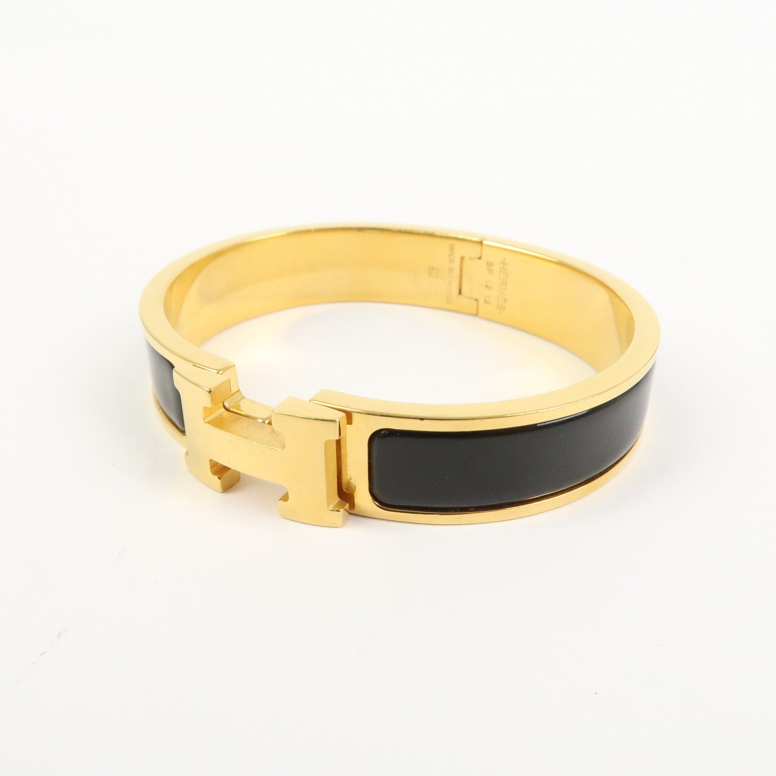 HERMES Clic Clac PM Metal Bracelet Black Gold