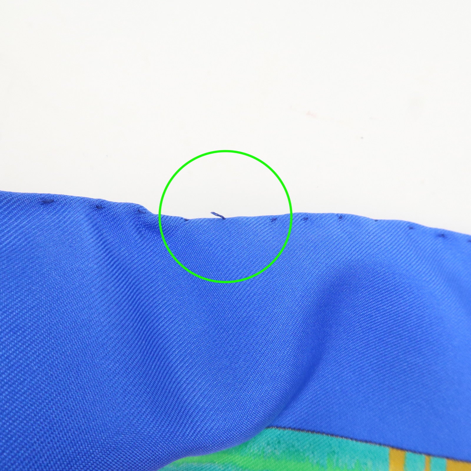 HERMES Carre 90 Silk 100% Scarf Petite main Blue White