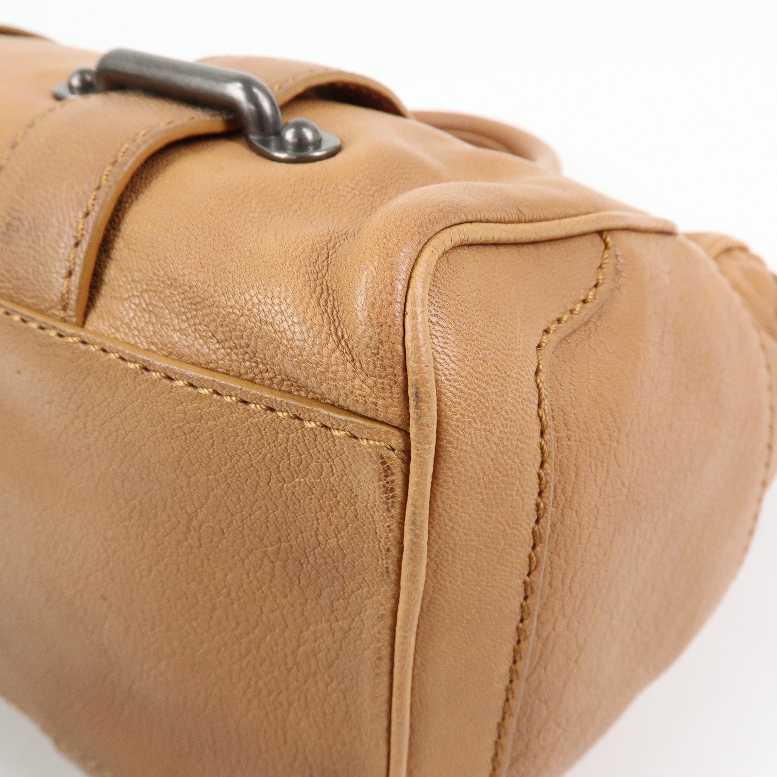 CELINE Logo Leather Hand Bag Boston Bag Hand Bag Brown