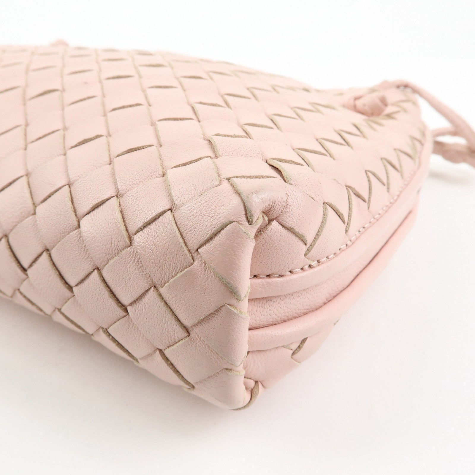 BOTTEGA VENETA Intrecciato Leather Shoulder Bag Pink 245354