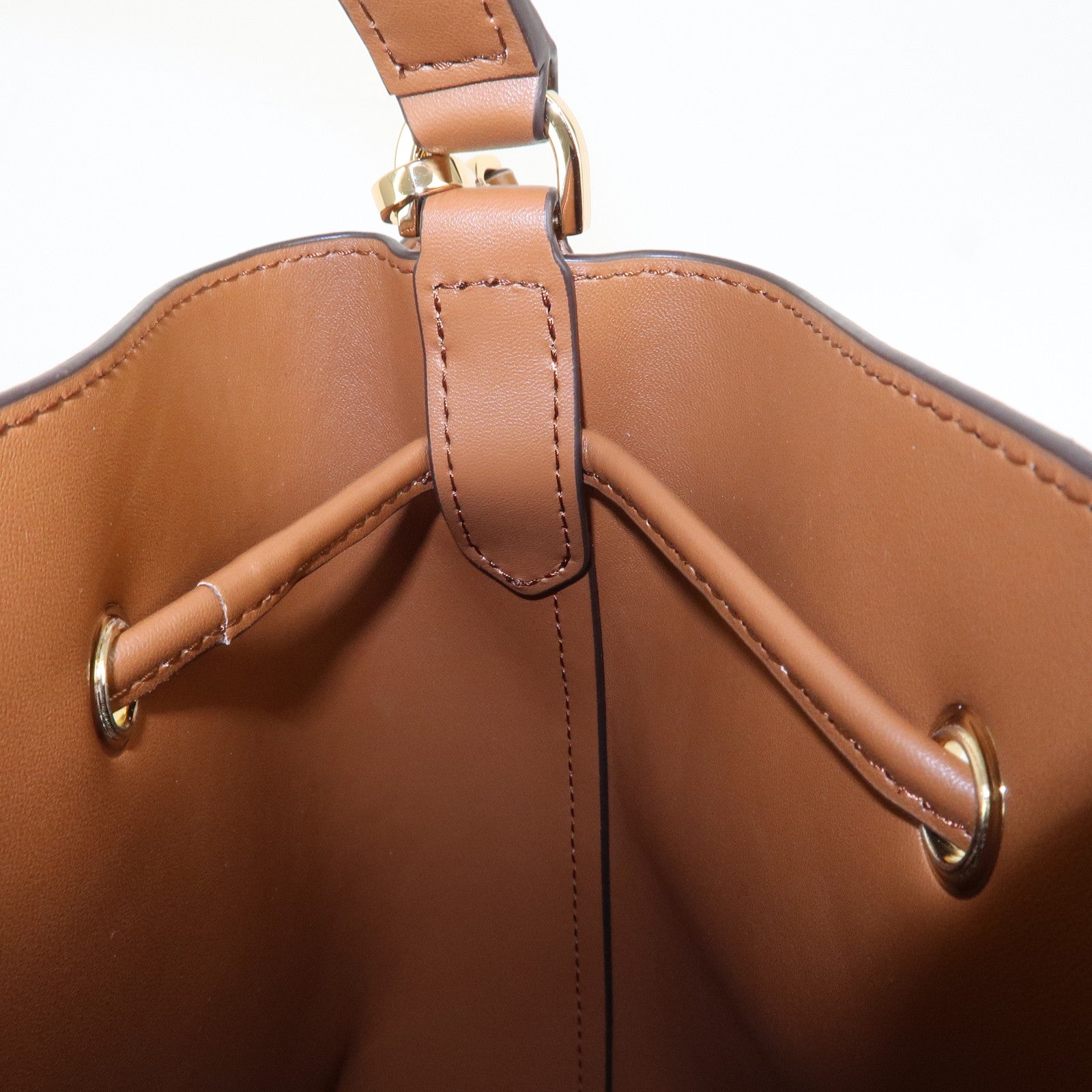 MICHAEL KORS PVC 2Way Leather Hand Bag Shoulder Bag Brown Gold HDW Used