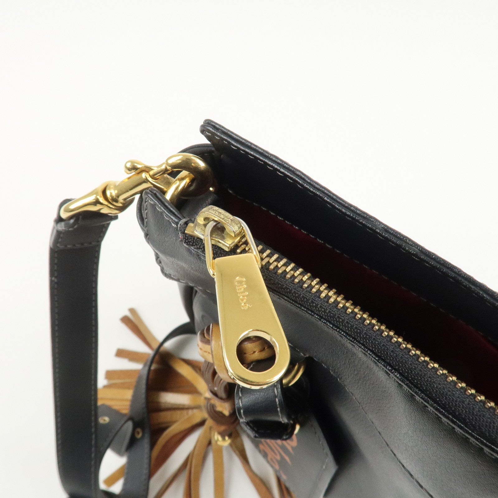 Chloe Eden Logo Leather Shoulder Bag Crossbody Bag Black Brown