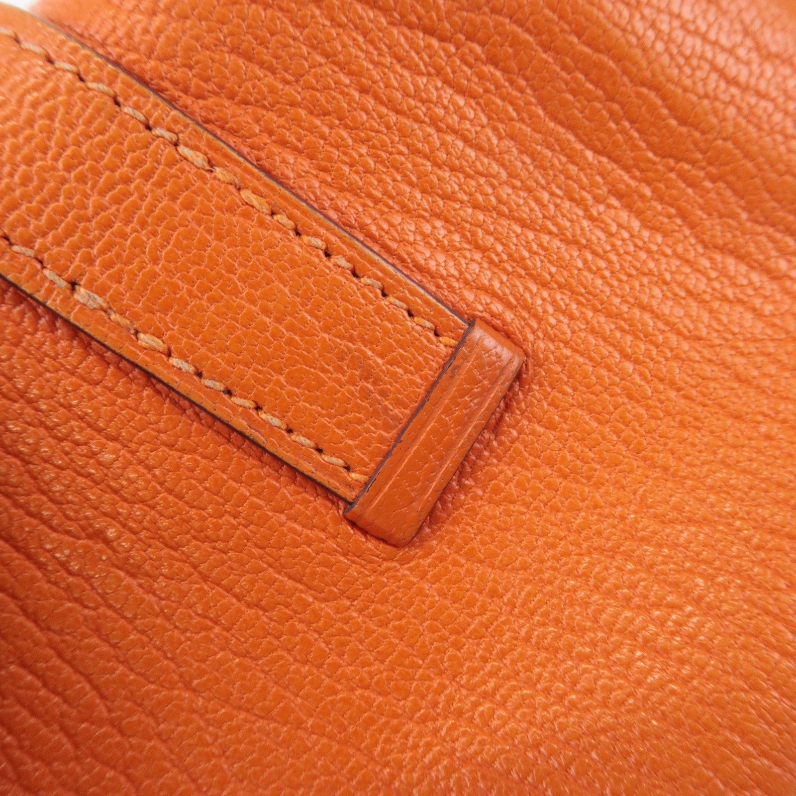 HERMES Shable Bean Leather 4 Rings Key Case I Stamped Orange