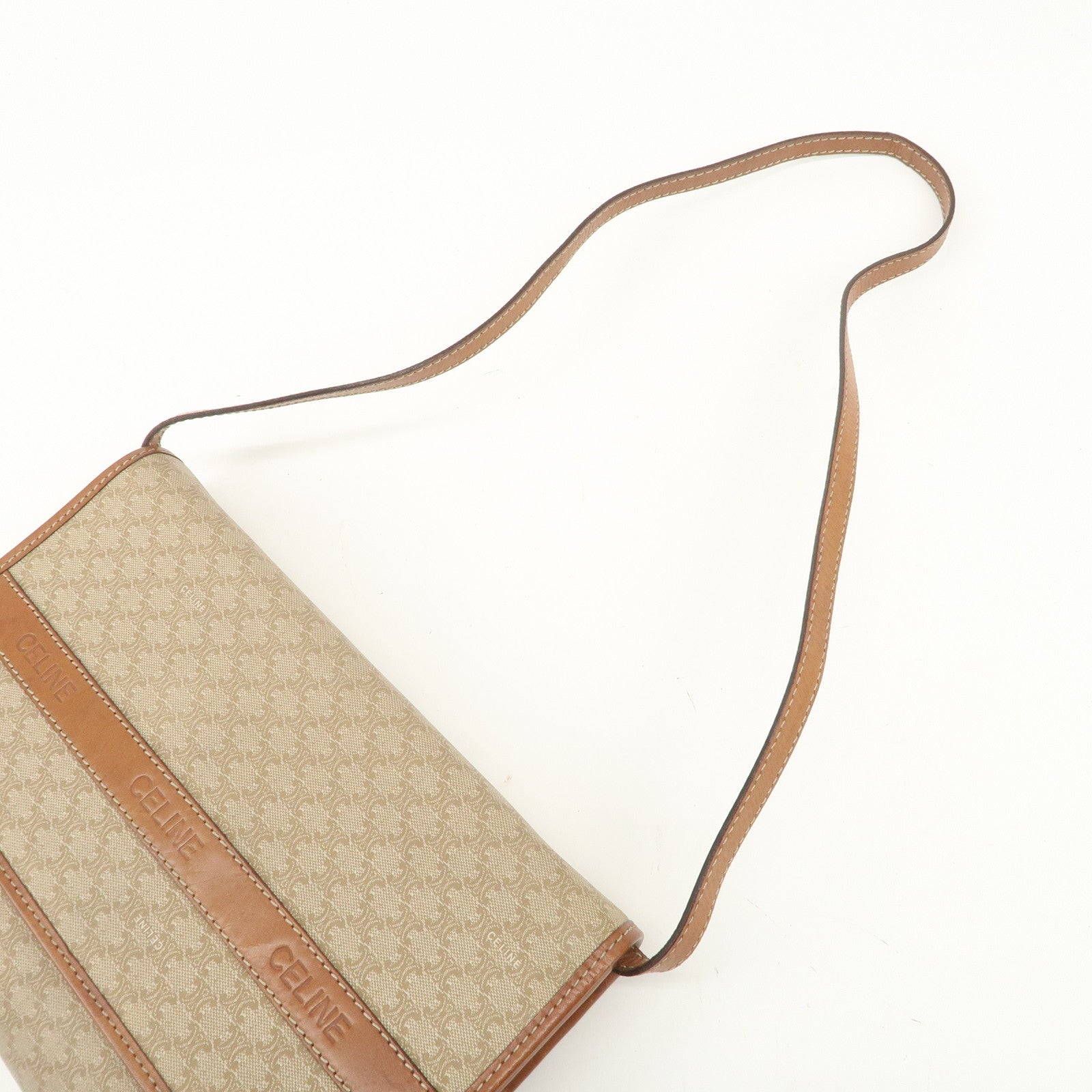 CELINE Macadam PVC Leather 2Way Bag Shoulder Bag Beige
