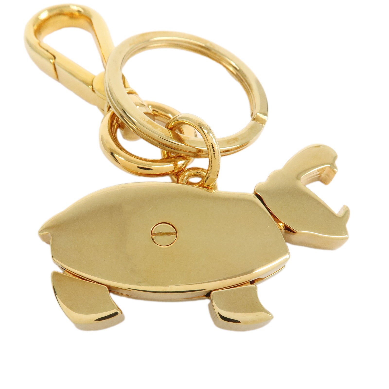 PRADA Hippopotamus Metal Bag Charm Key Charm Black Gold