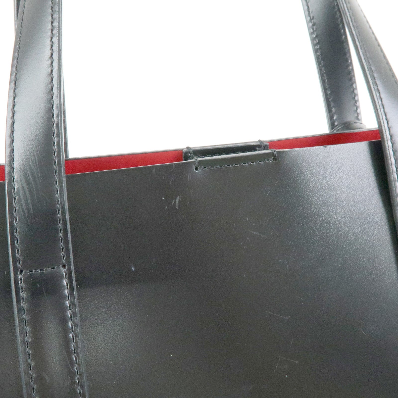 SAINT LAURENT PARIS Cassandra Leather Tote Hand Bag Black 383357